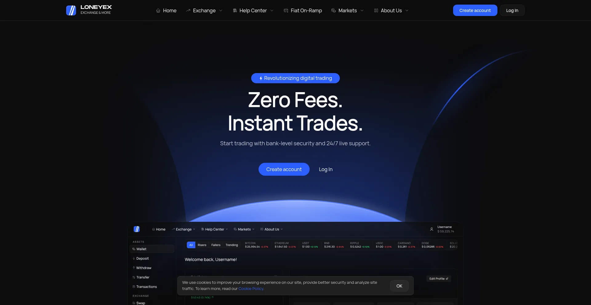 Website screenshot of Loneyex.com