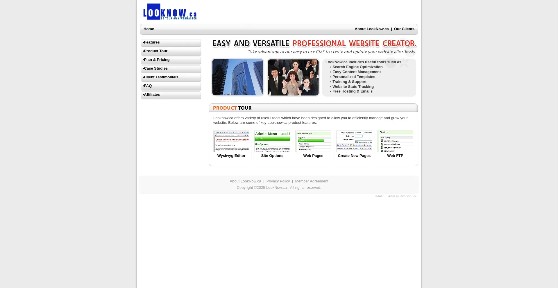 Website screenshot of Looknow.ca