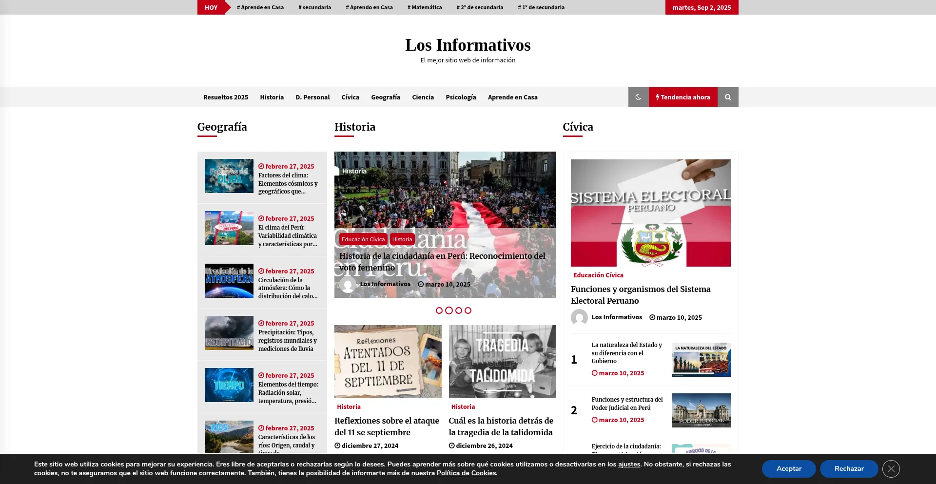Website screenshot of Losinformativos.com