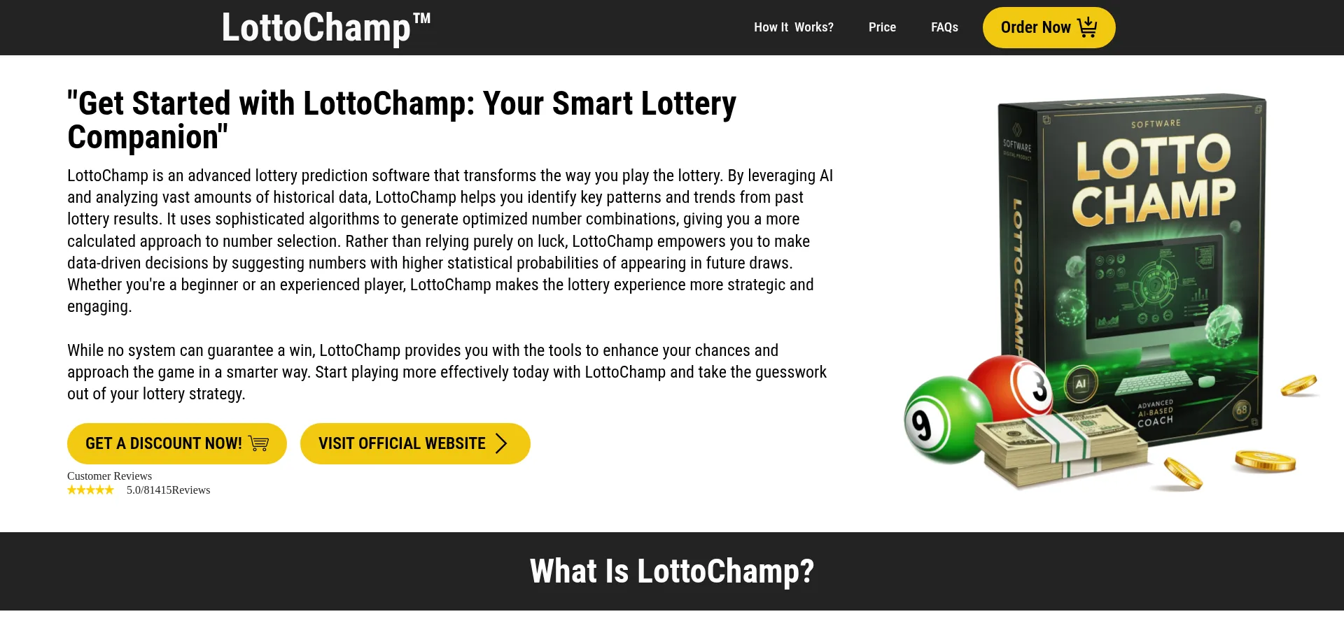 Website screenshot of Lottachamp.com