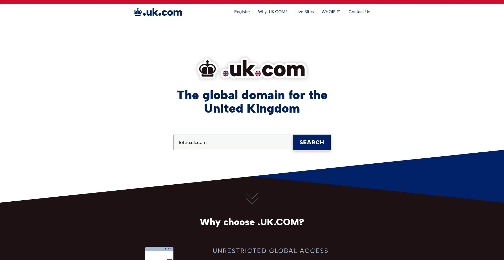 Website screenshot of Lottie.uk.com