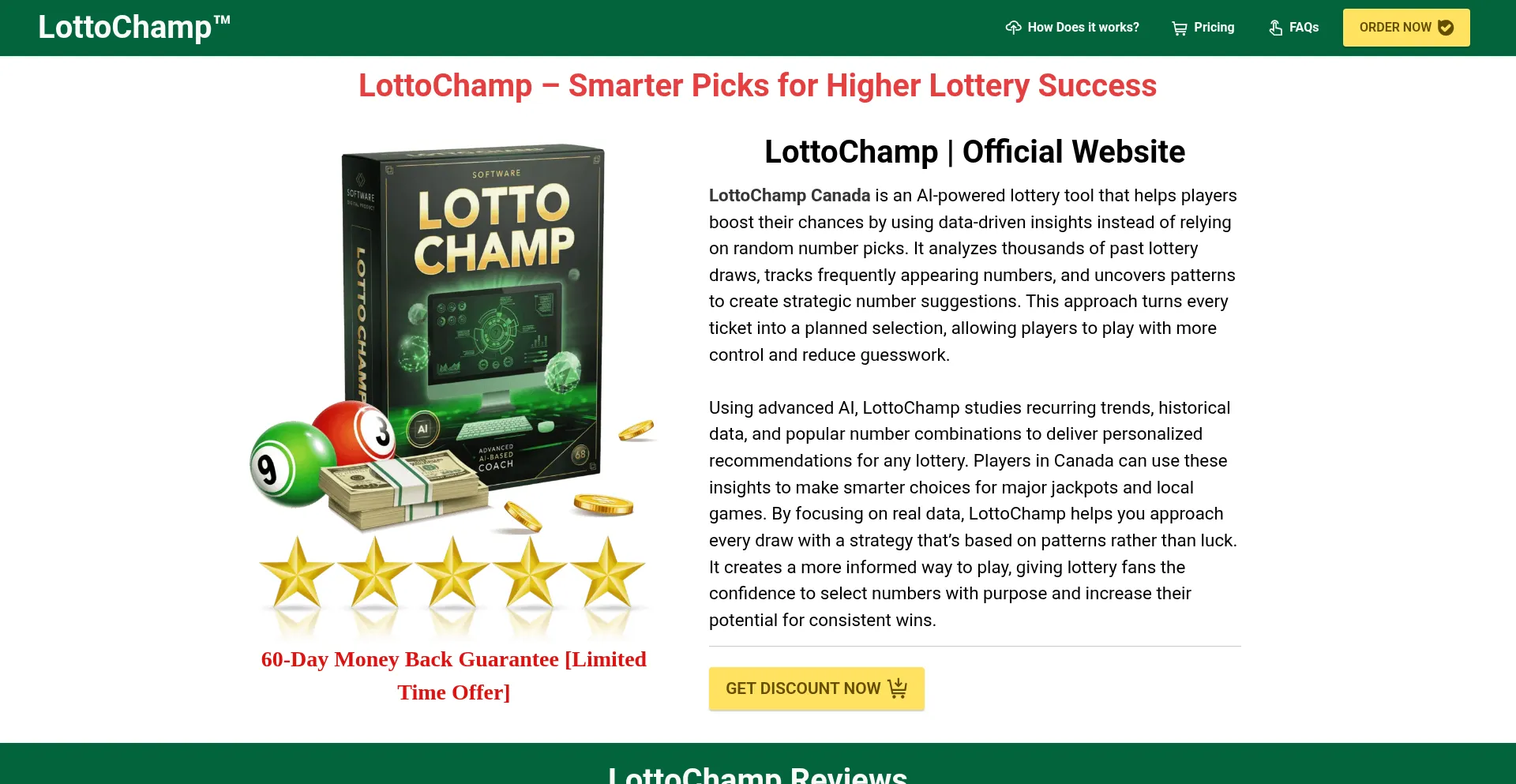 Website screenshot of Lotto-champ.ca