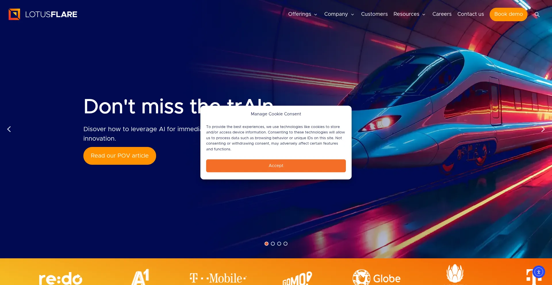 Website screenshot of Lotusflare.com