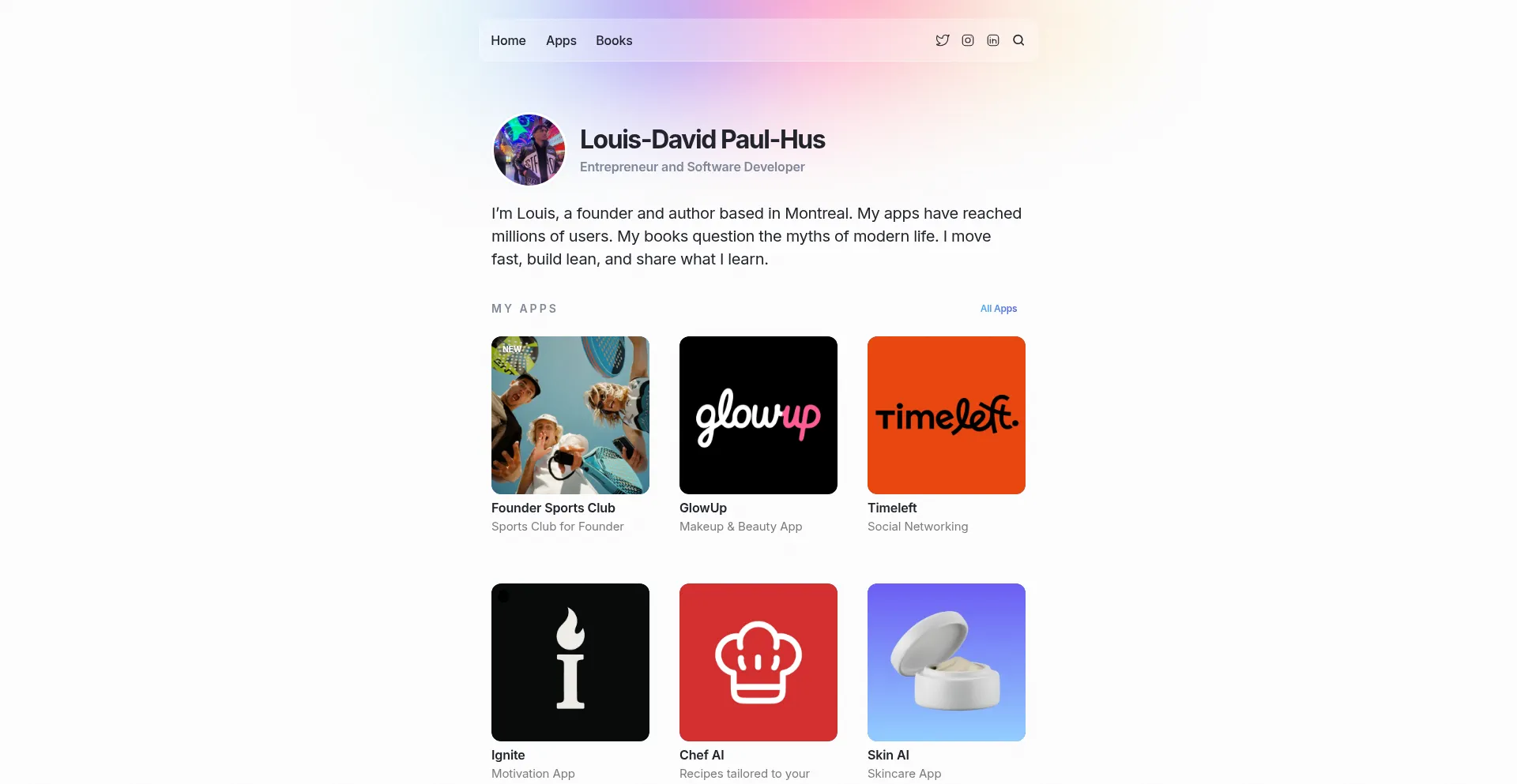 Website screenshot of Louisdavidpaulhus.com