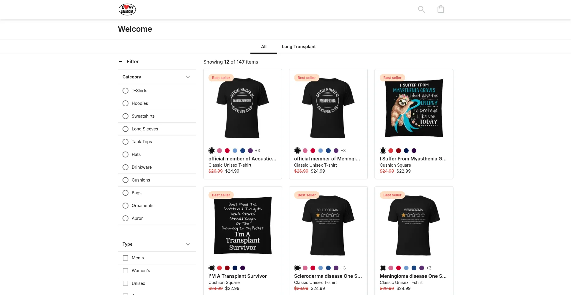 Website screenshot of Lovemygrandkids.com