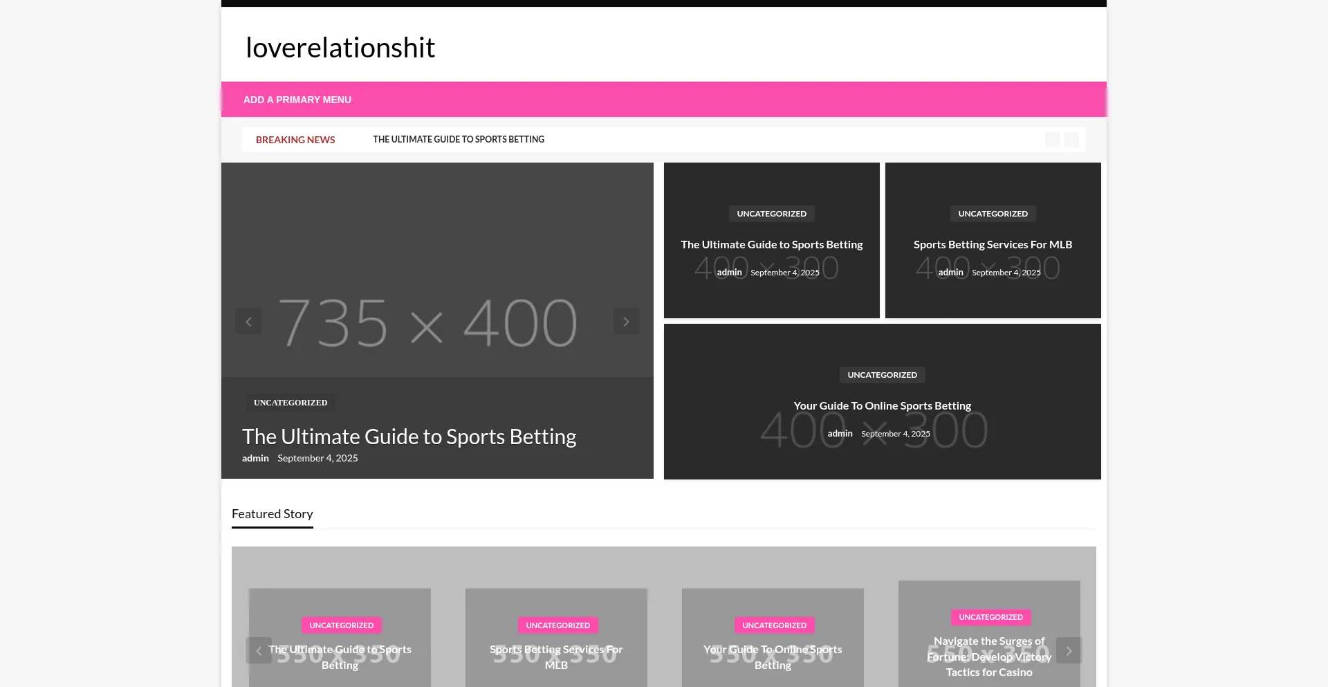 Website screenshot of Loverelationshit.com