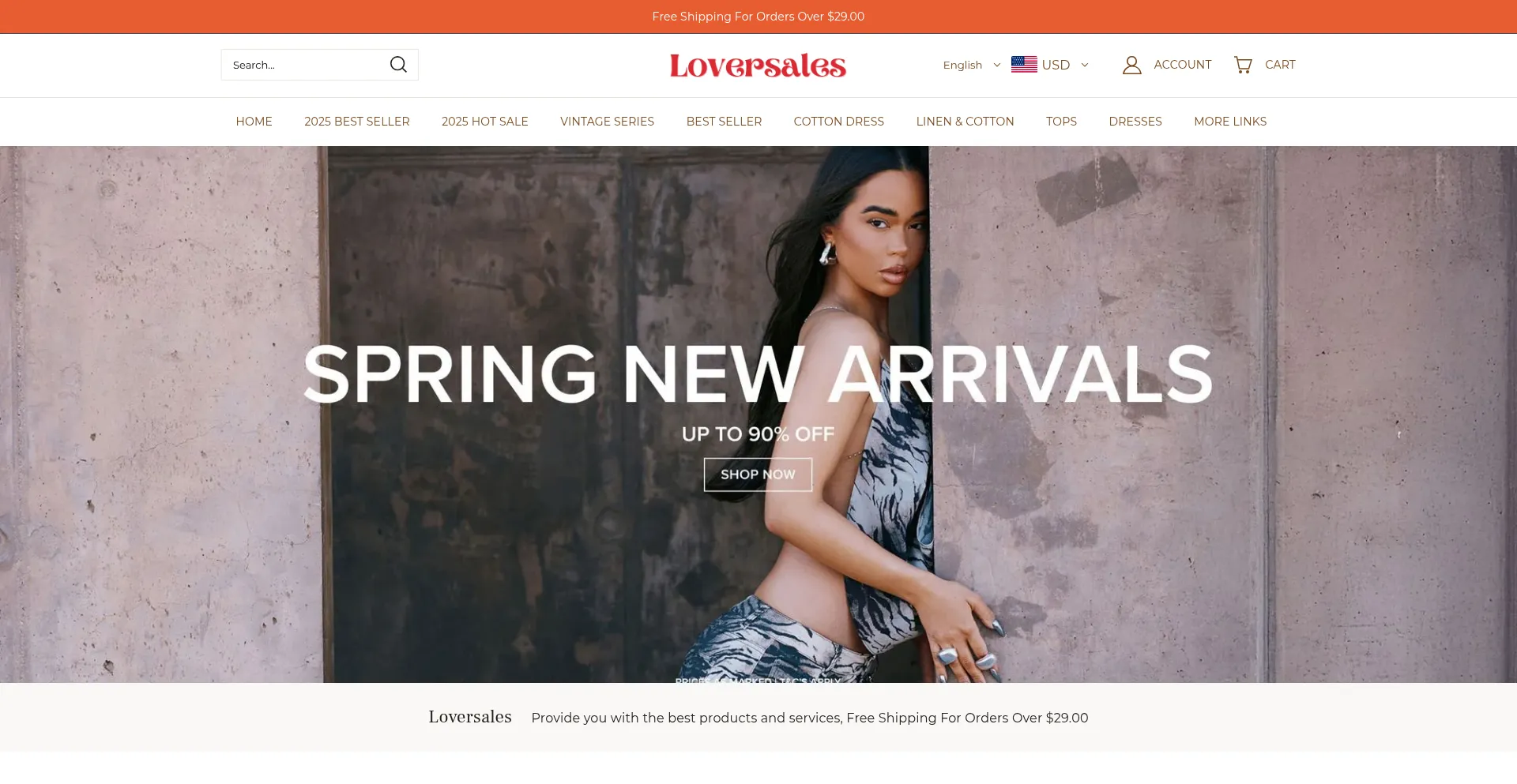 Website screenshot of Loversales.com