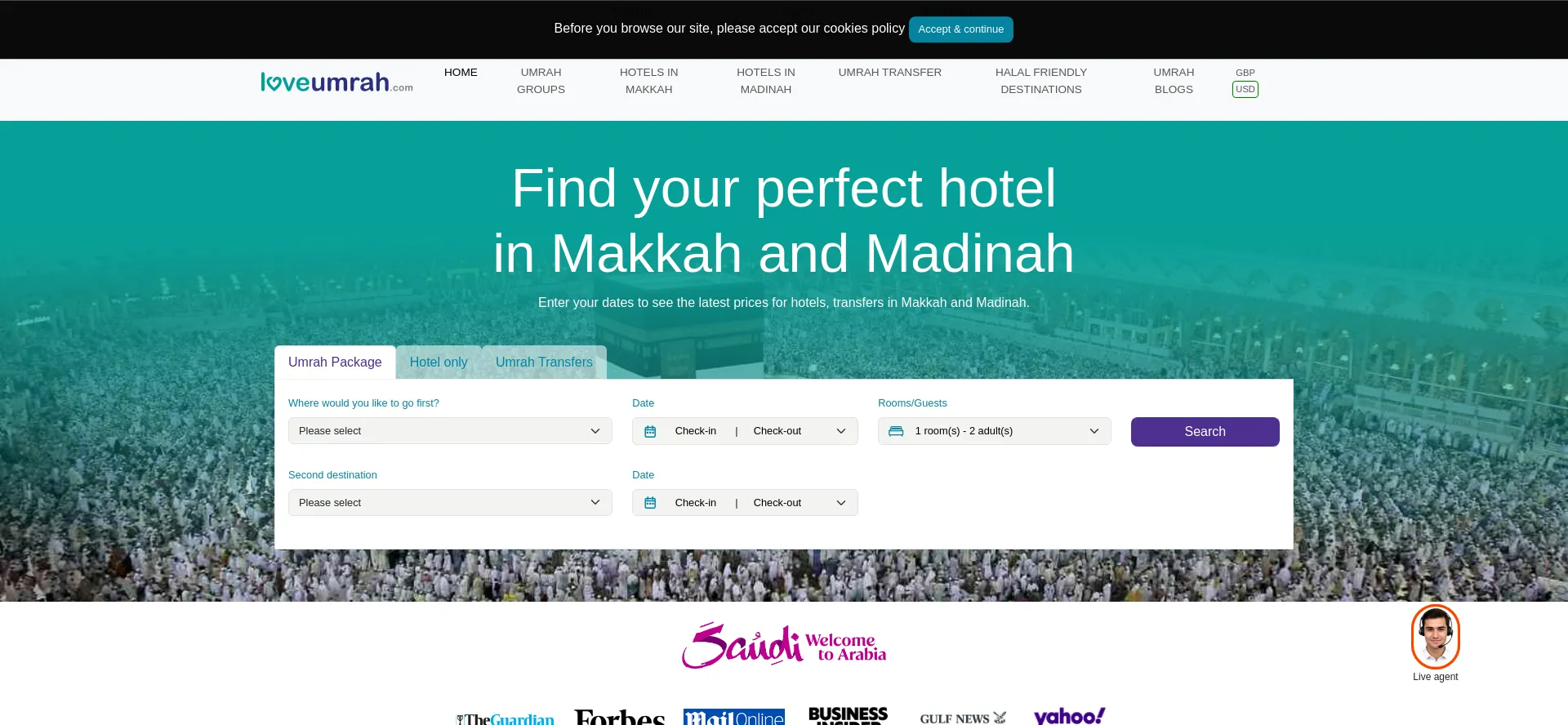 Website screenshot of Loveumrah.com