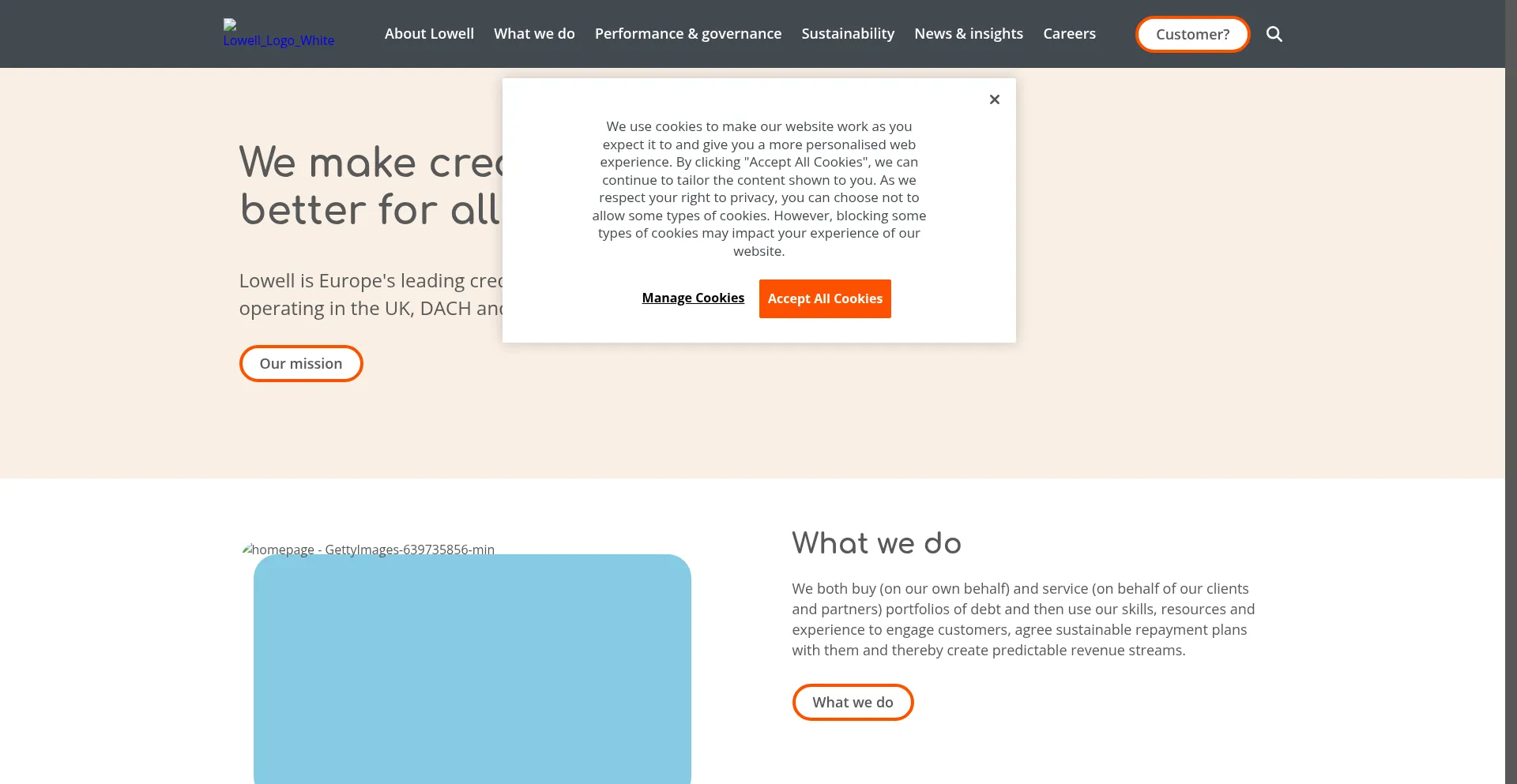 Website screenshot of Lowellgroup.co.uk