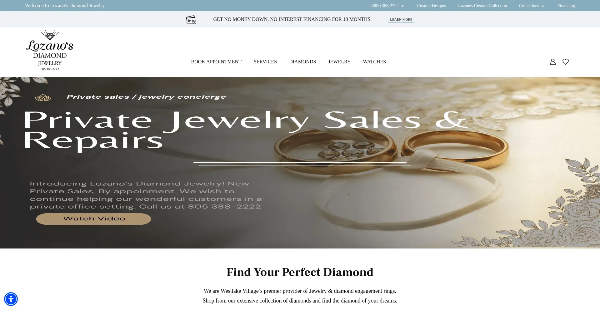 Website screenshot of Lozanosjewelry.com