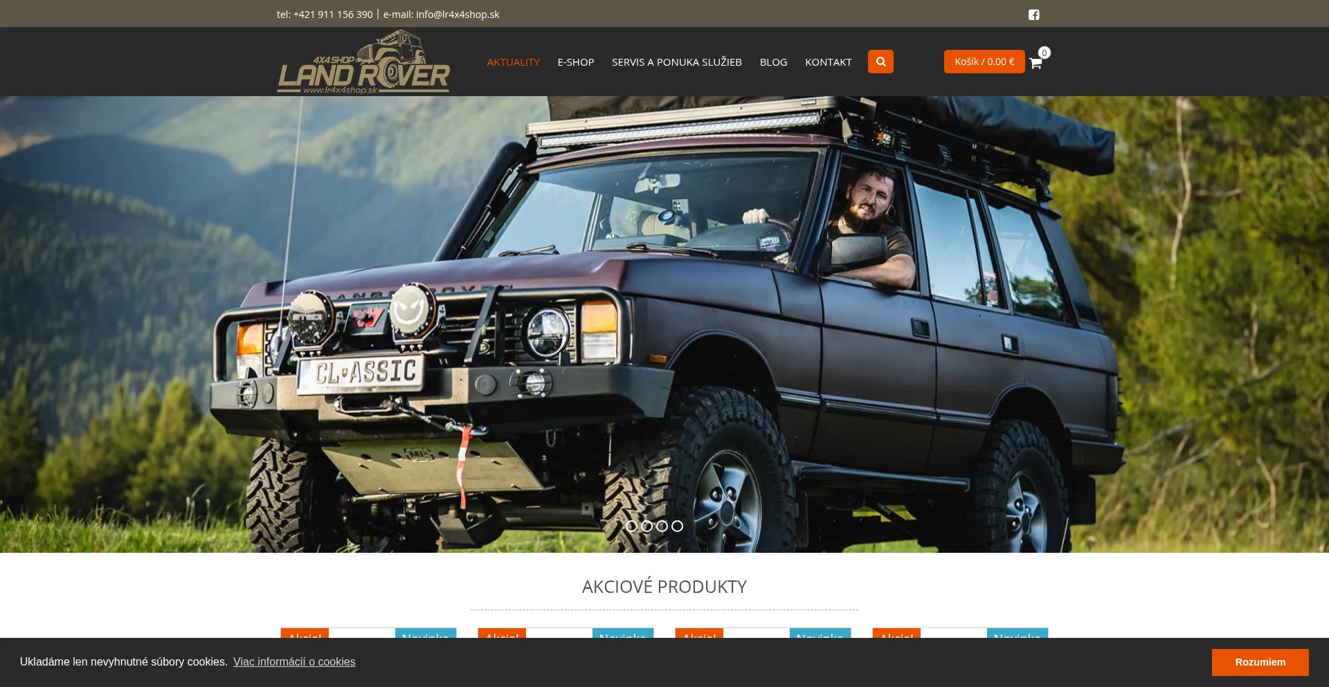 Website screenshot of Lr4x4shop.sk