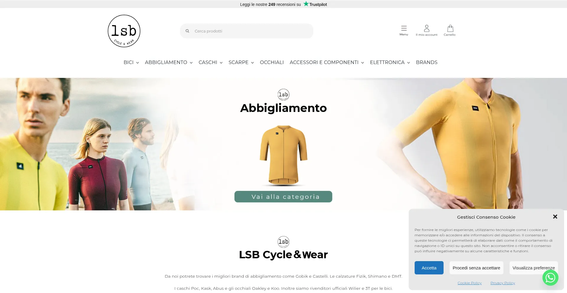 Website screenshot of Lsbcyclewear.it