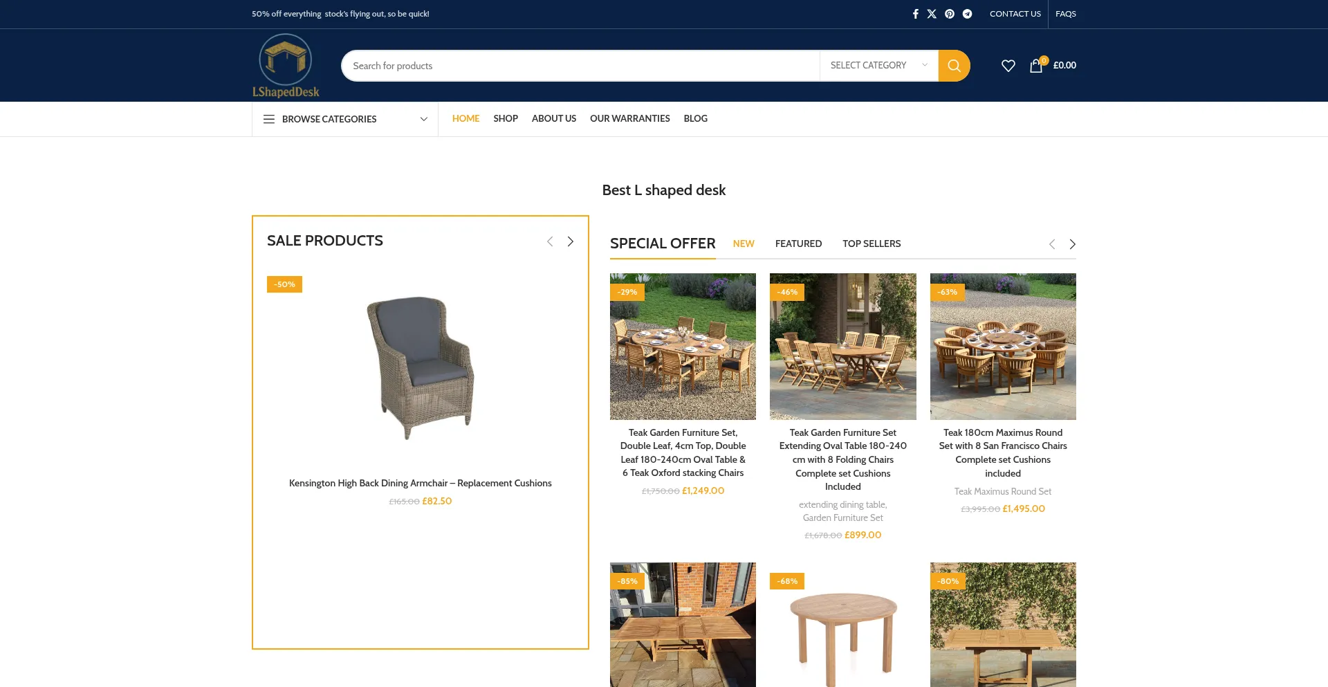 Website screenshot of Lshapeddesk.co.uk