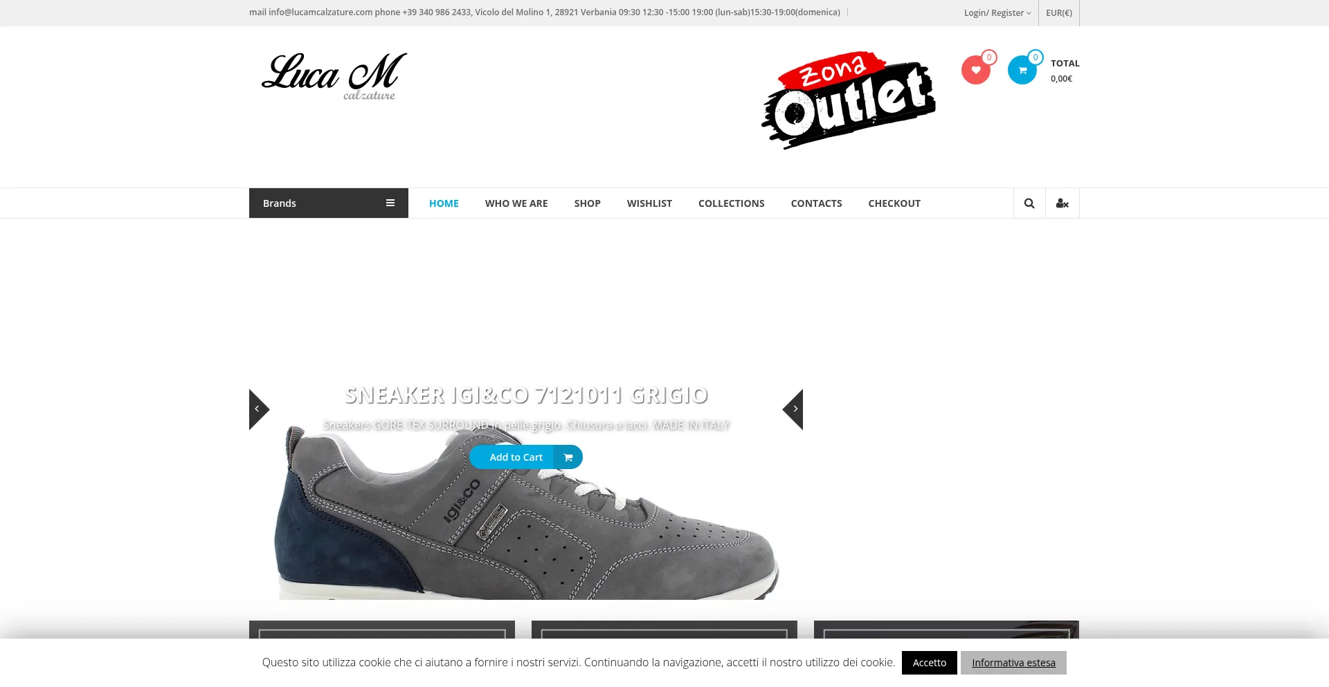 Website screenshot of Lucamcalzature.it