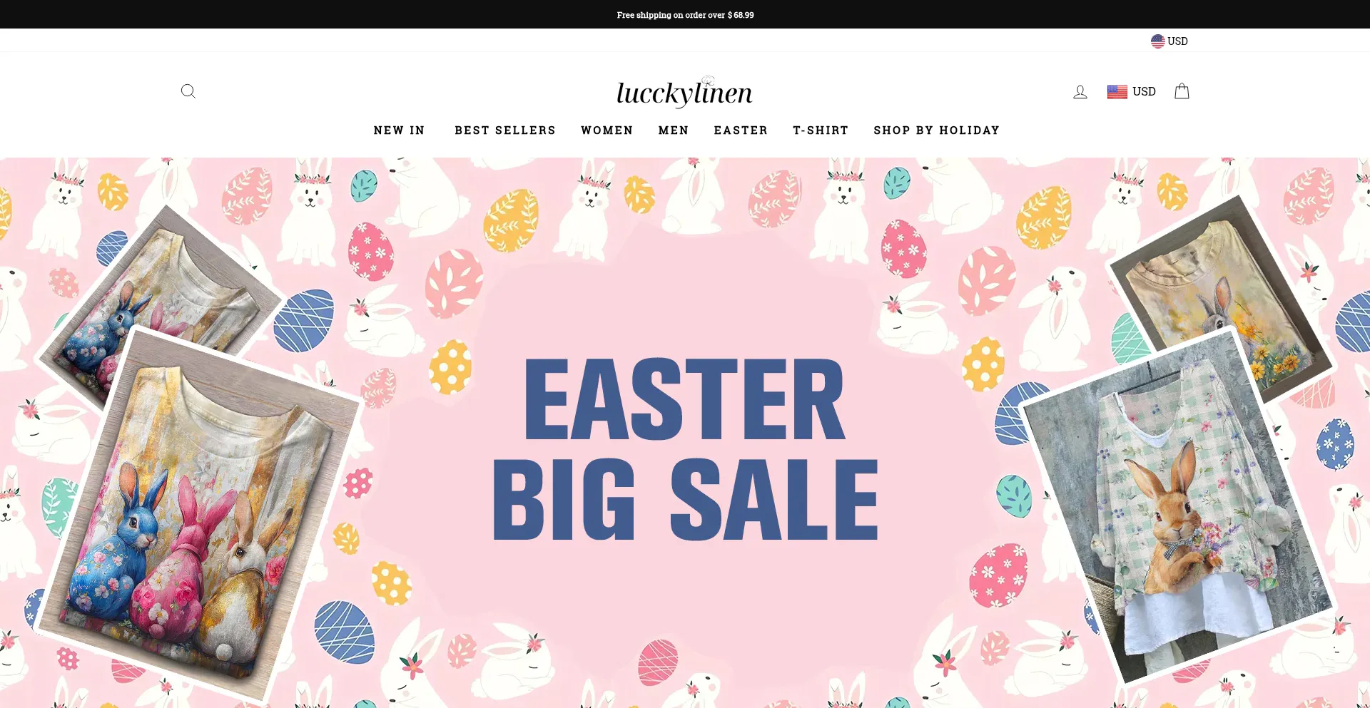 Website screenshot of Lucckylinen.com