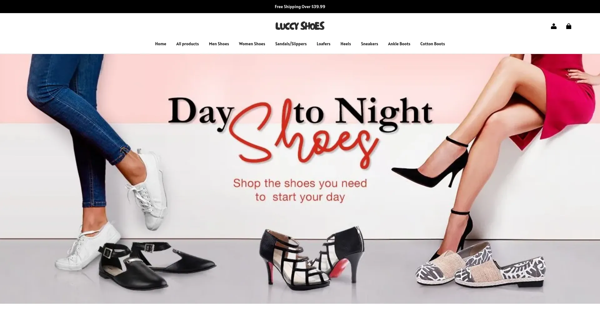Website screenshot of Luccyshoes.com