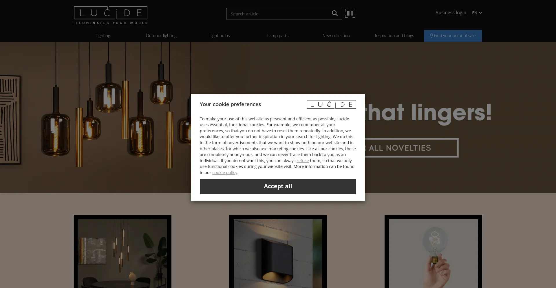 Website screenshot of Lucide.com