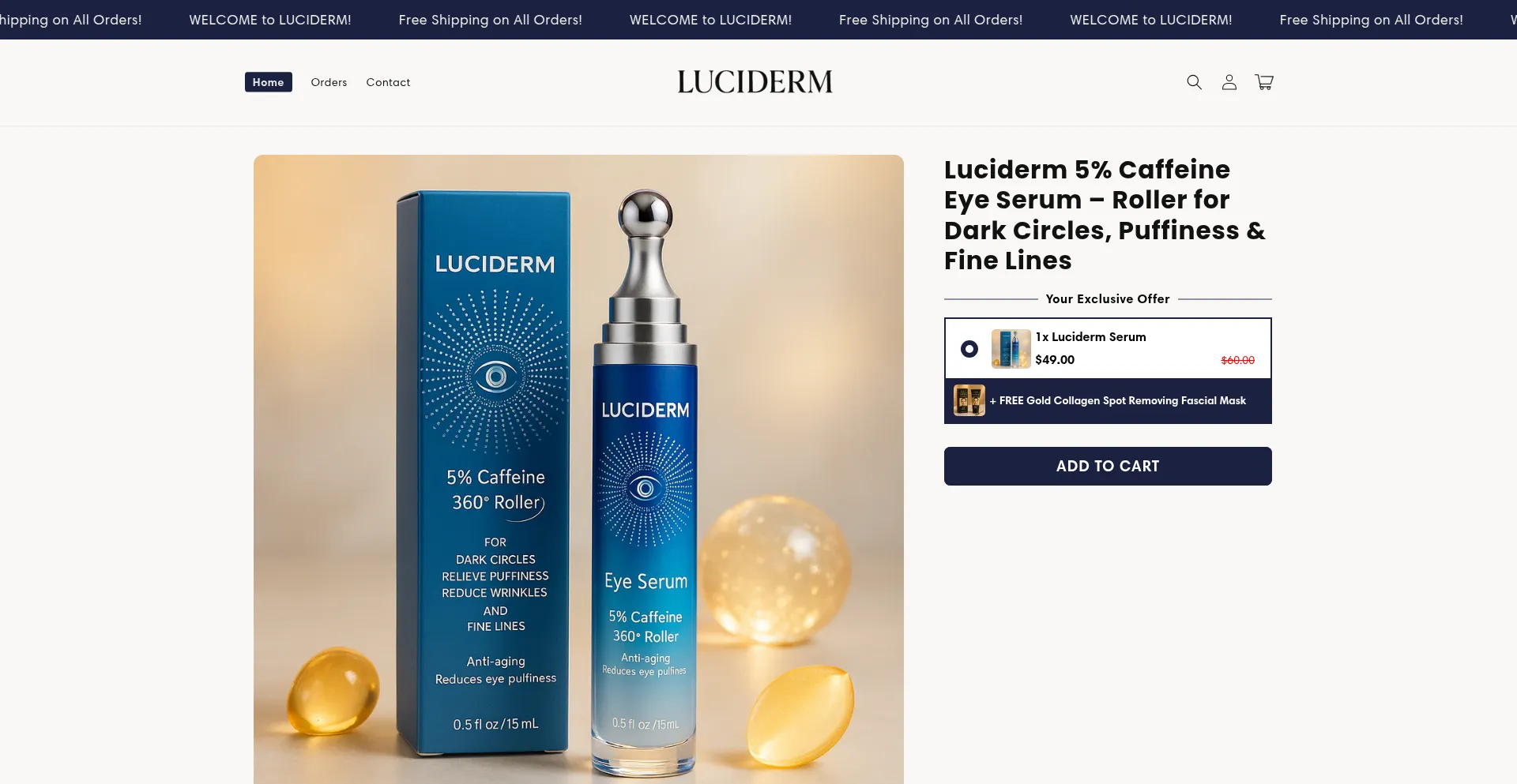 Website screenshot of Lucidermofficial.com