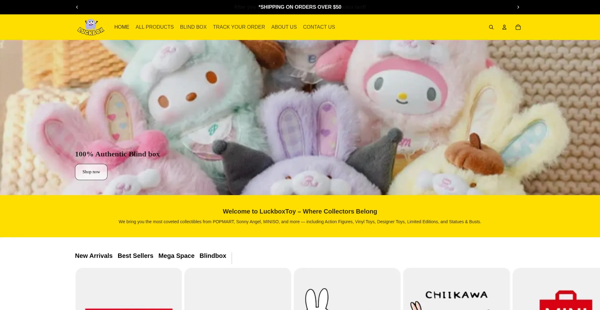 Website screenshot of Luckboxtoy.com