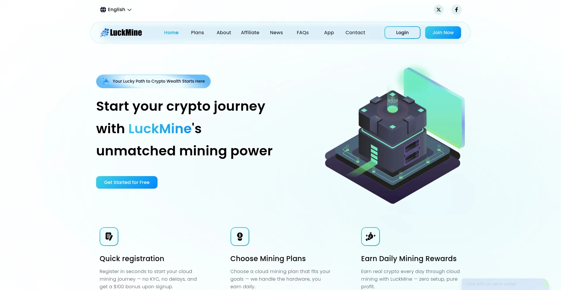 Website screenshot of Luckmine.com