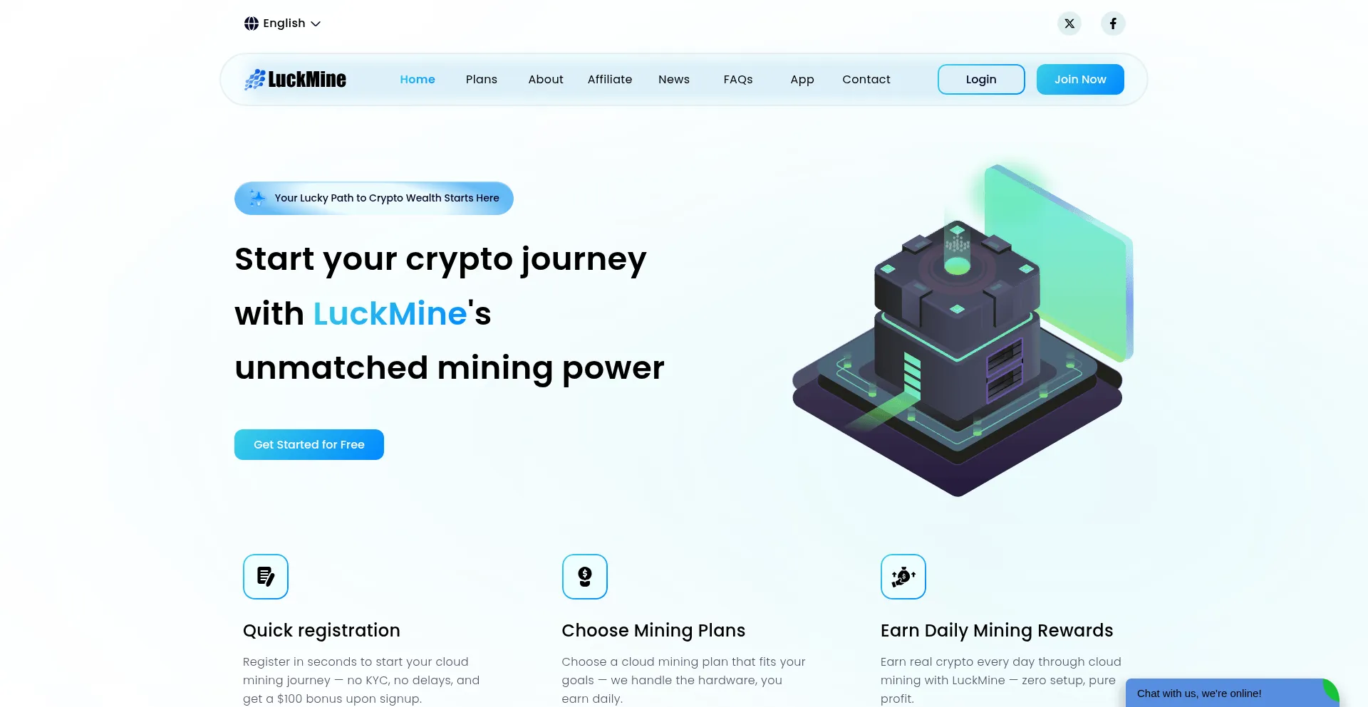 Website screenshot of Luckmine.me