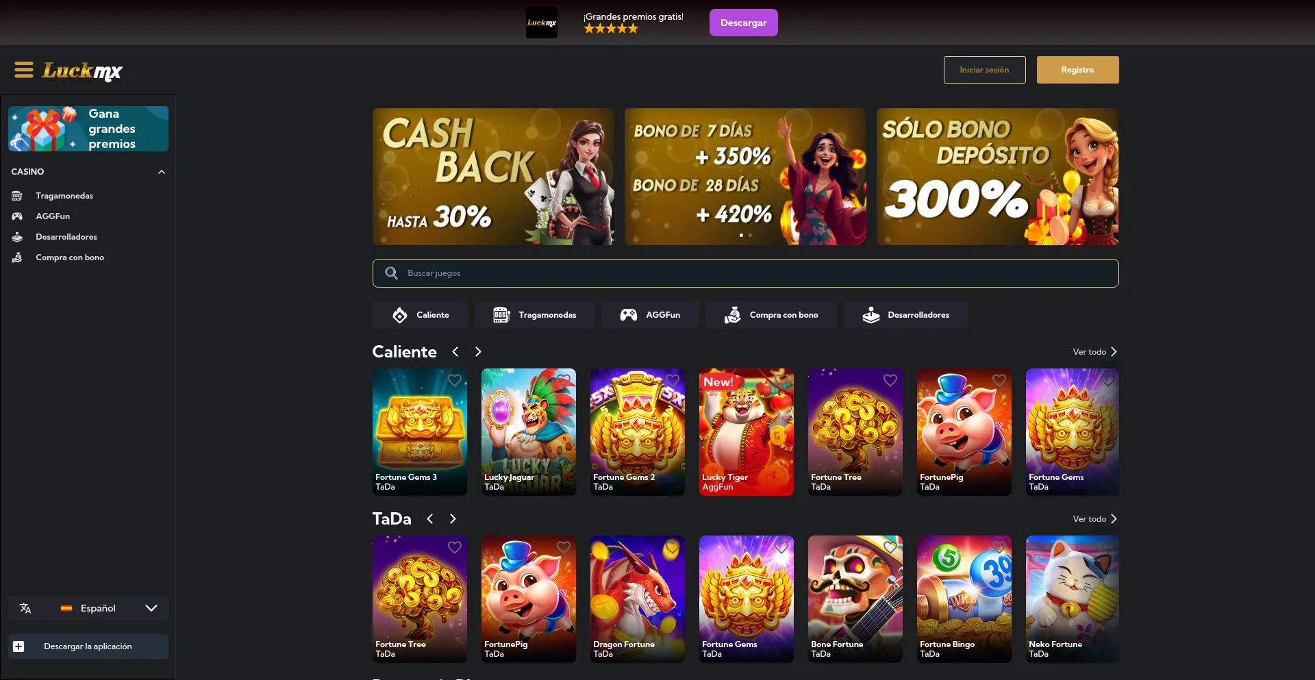 Website screenshot of Luckmx.com
