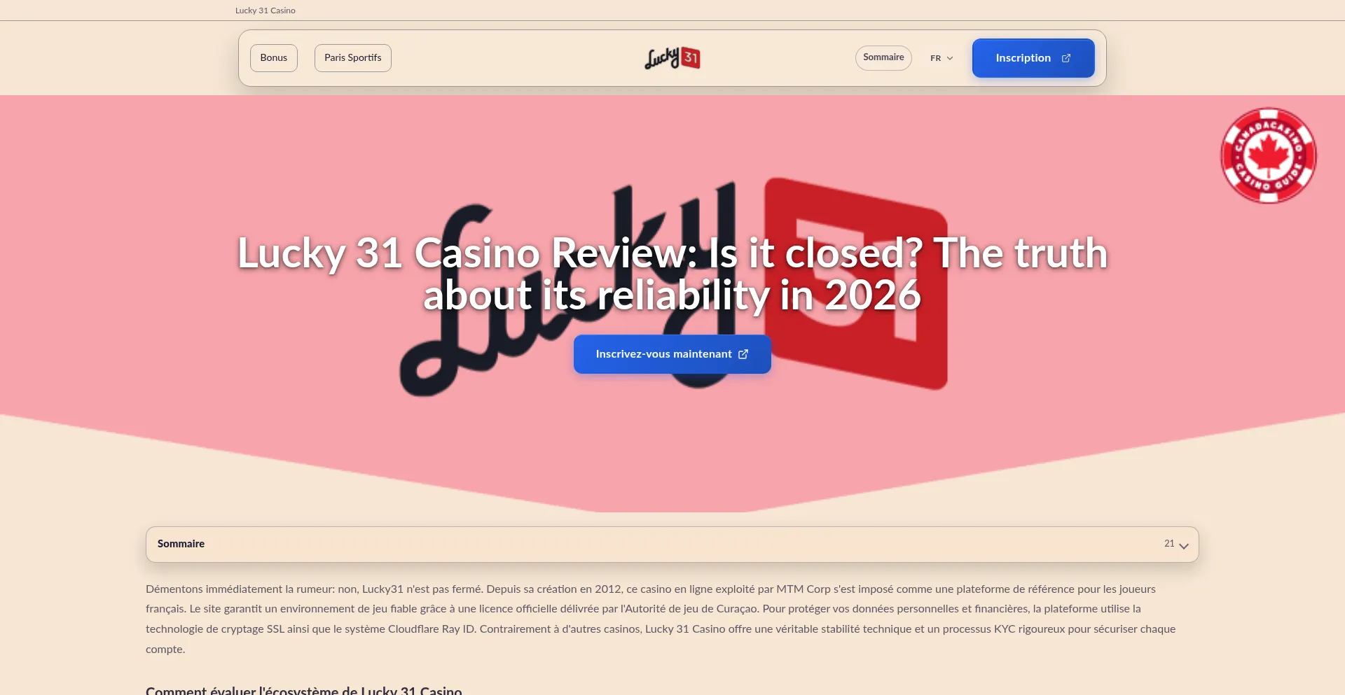Lucky31casino777fr.com