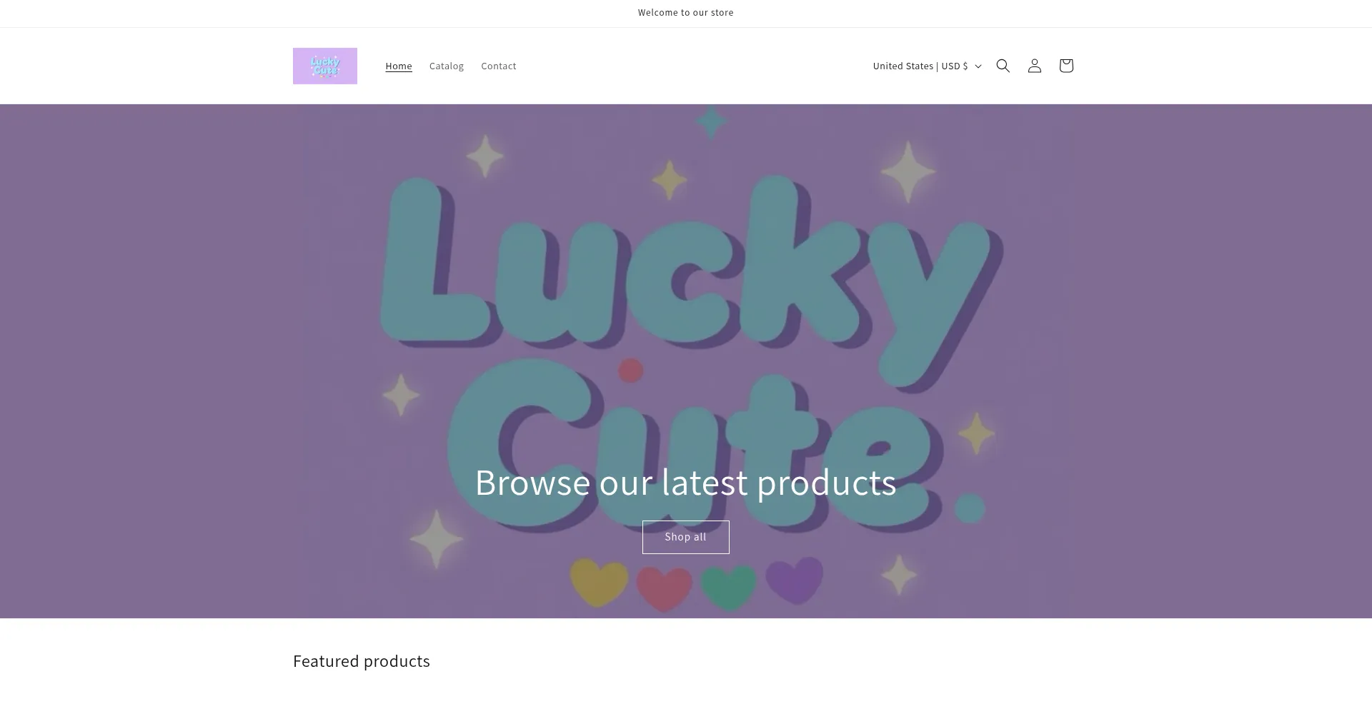 Website screenshot of Luckycute.com