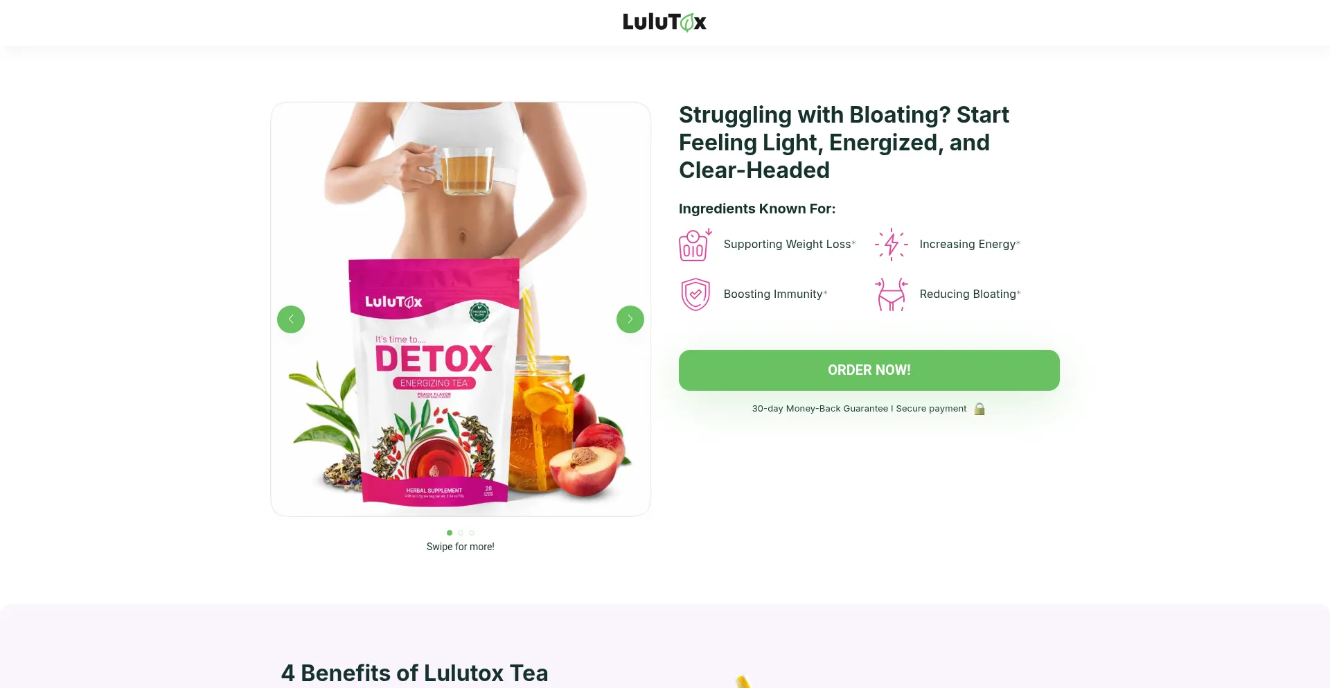 Website screenshot of Lulutox.com