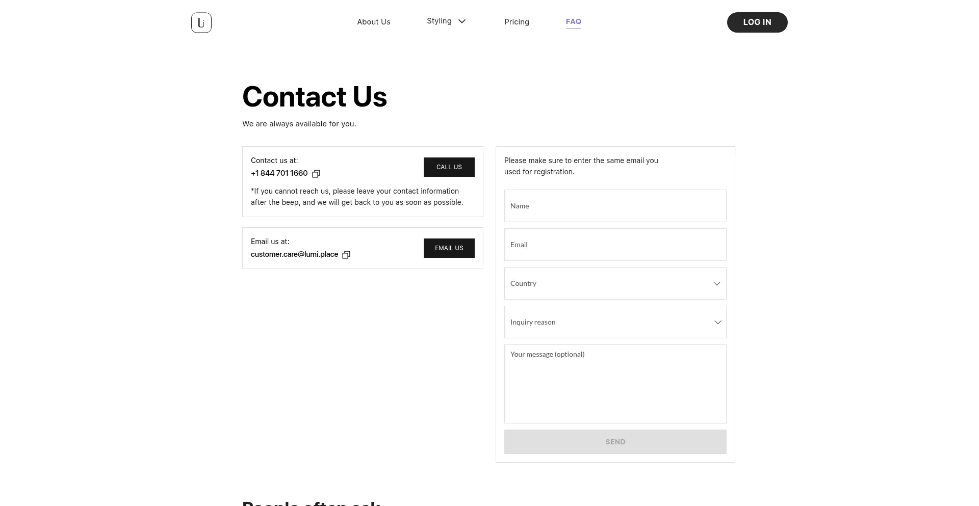 Website screenshot of Lumi.ageless.fyi