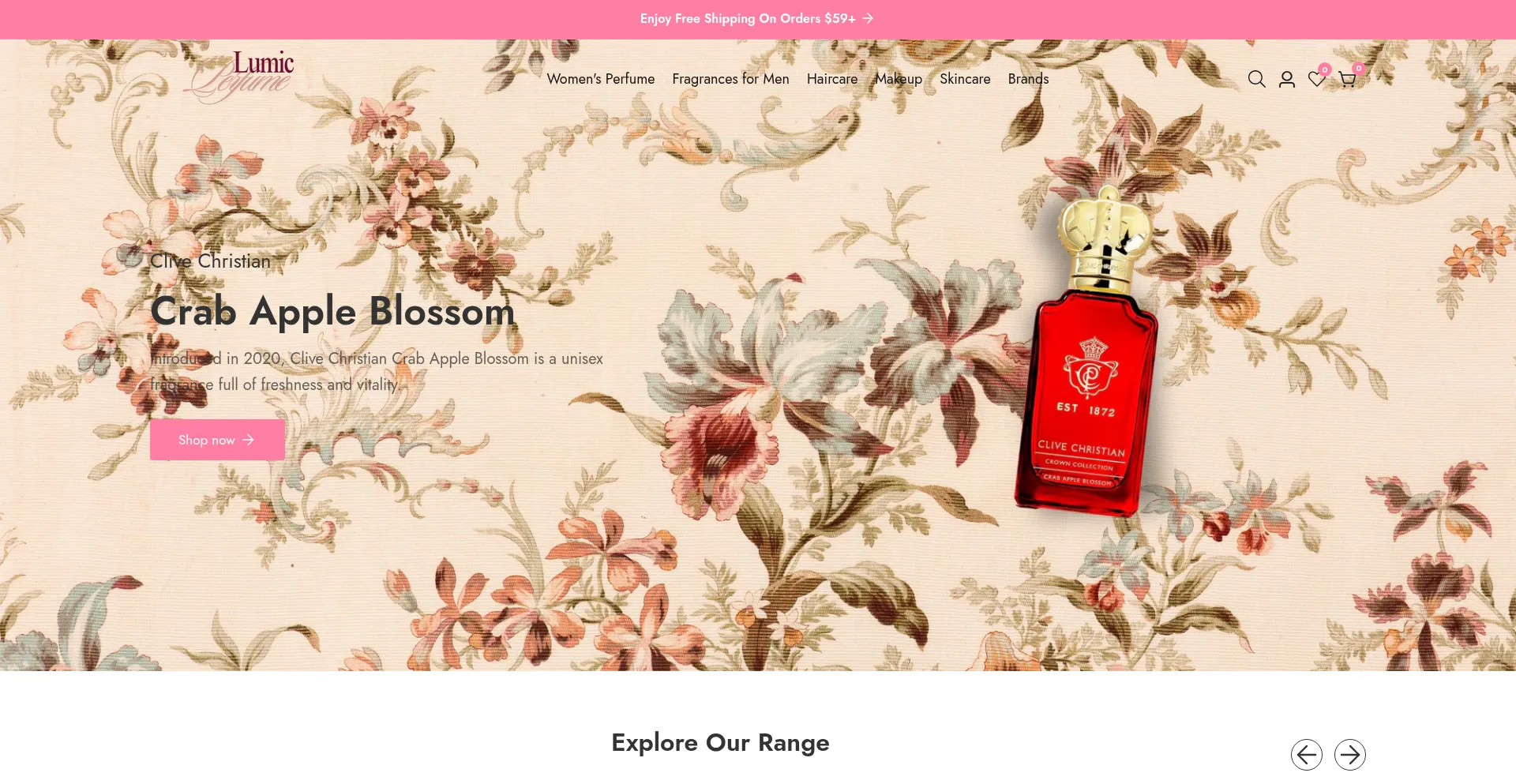 Website screenshot of Lumicperfume.com