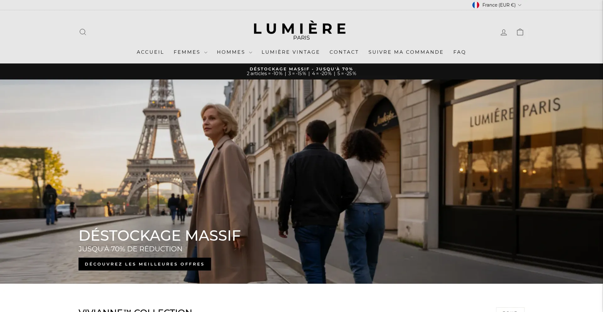 Website screenshot of Lumiere-paris.fr