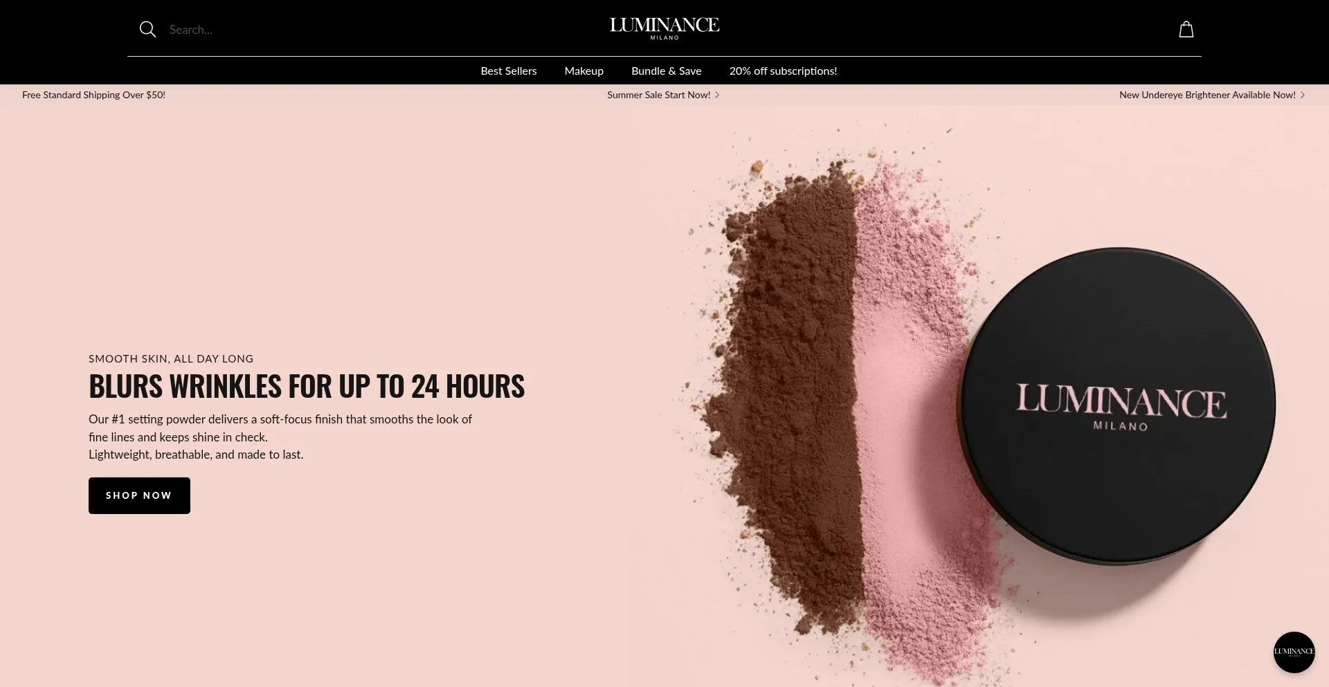 Website screenshot of Luminancemilano.com