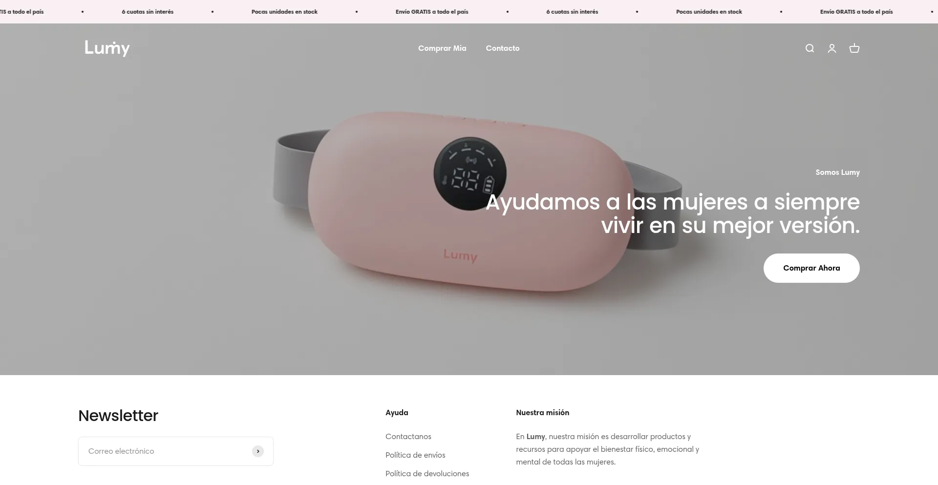 Website screenshot of Lumy.com.ar
