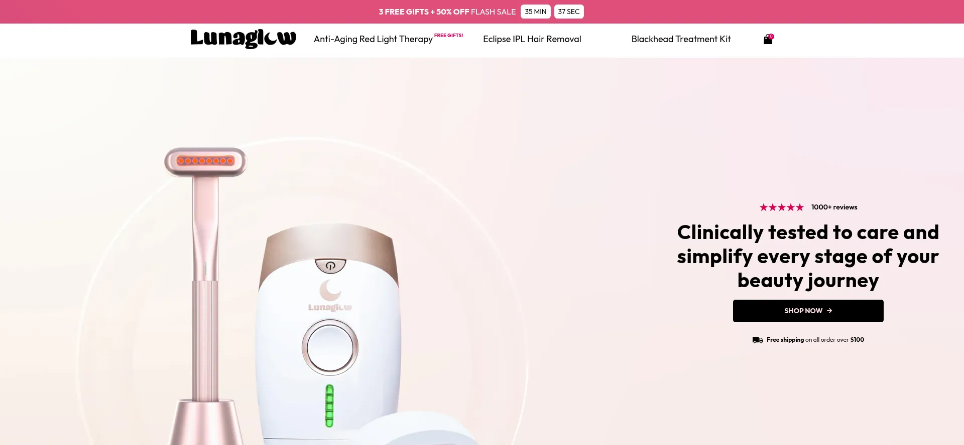 Website screenshot of Lunaglow.co
