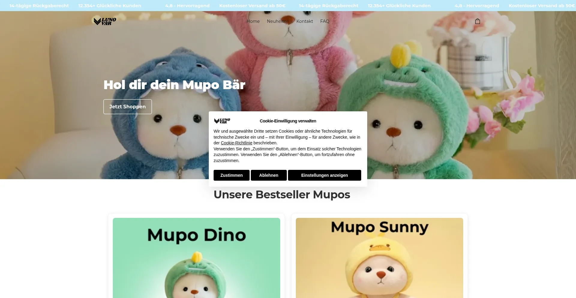 Website screenshot of Lunovar.com