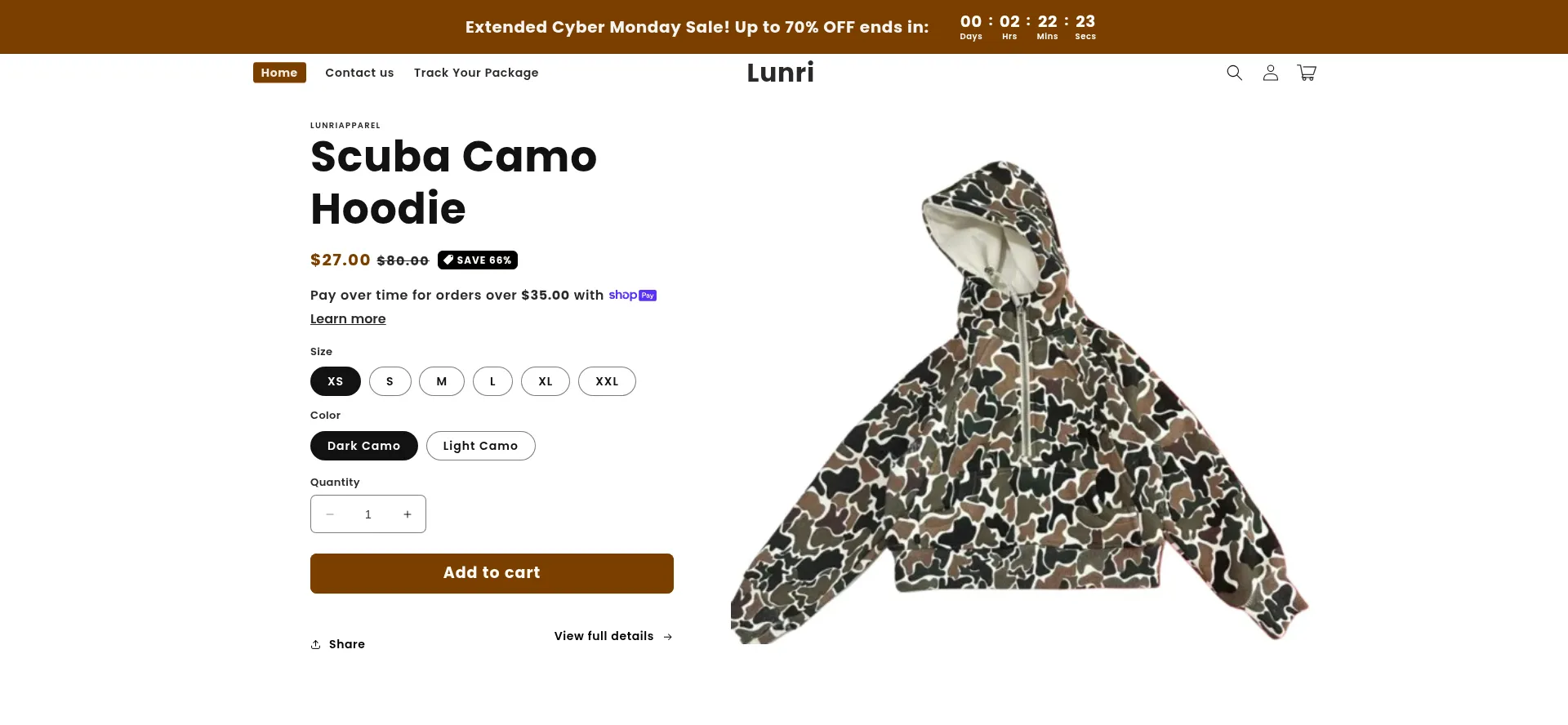 Website screenshot of Lunriapparel.com
