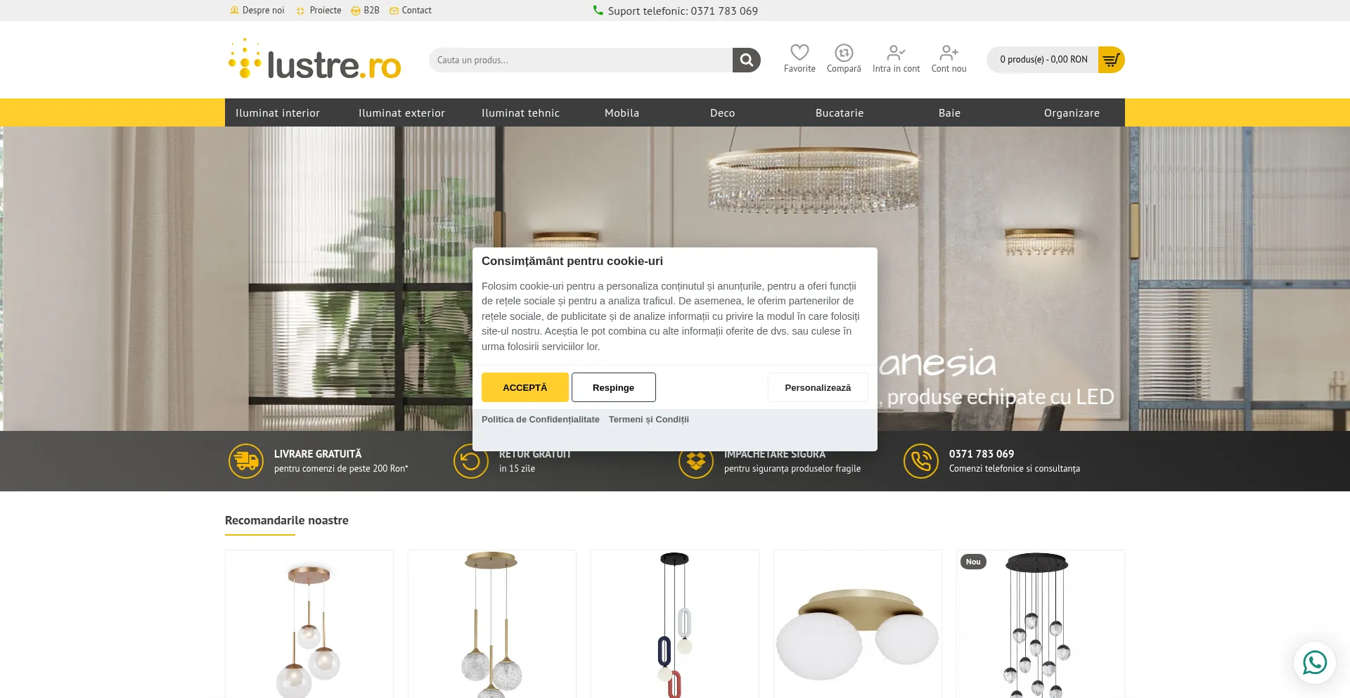 Website screenshot of Lustre.ro