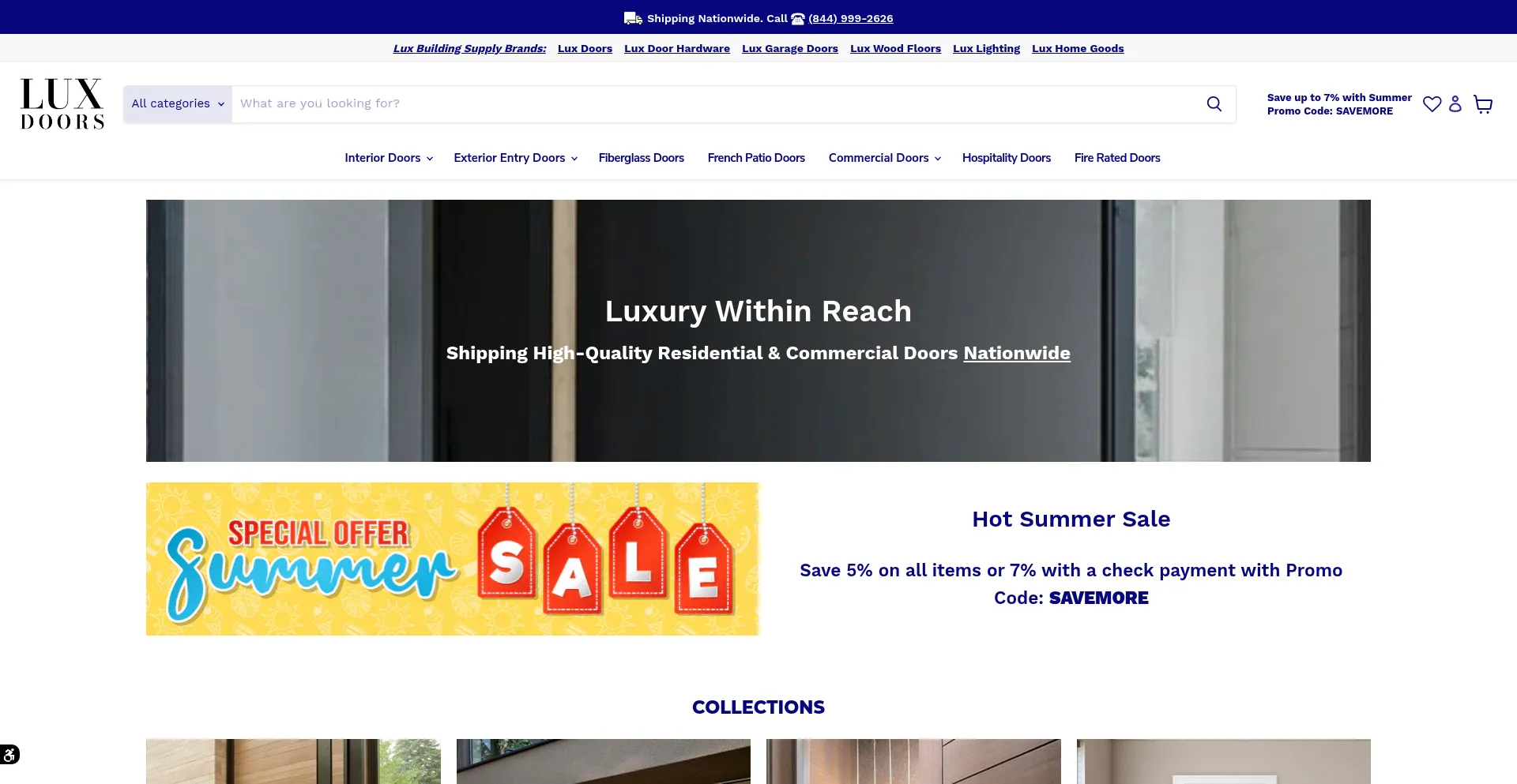 Website screenshot of Luxdoors.com