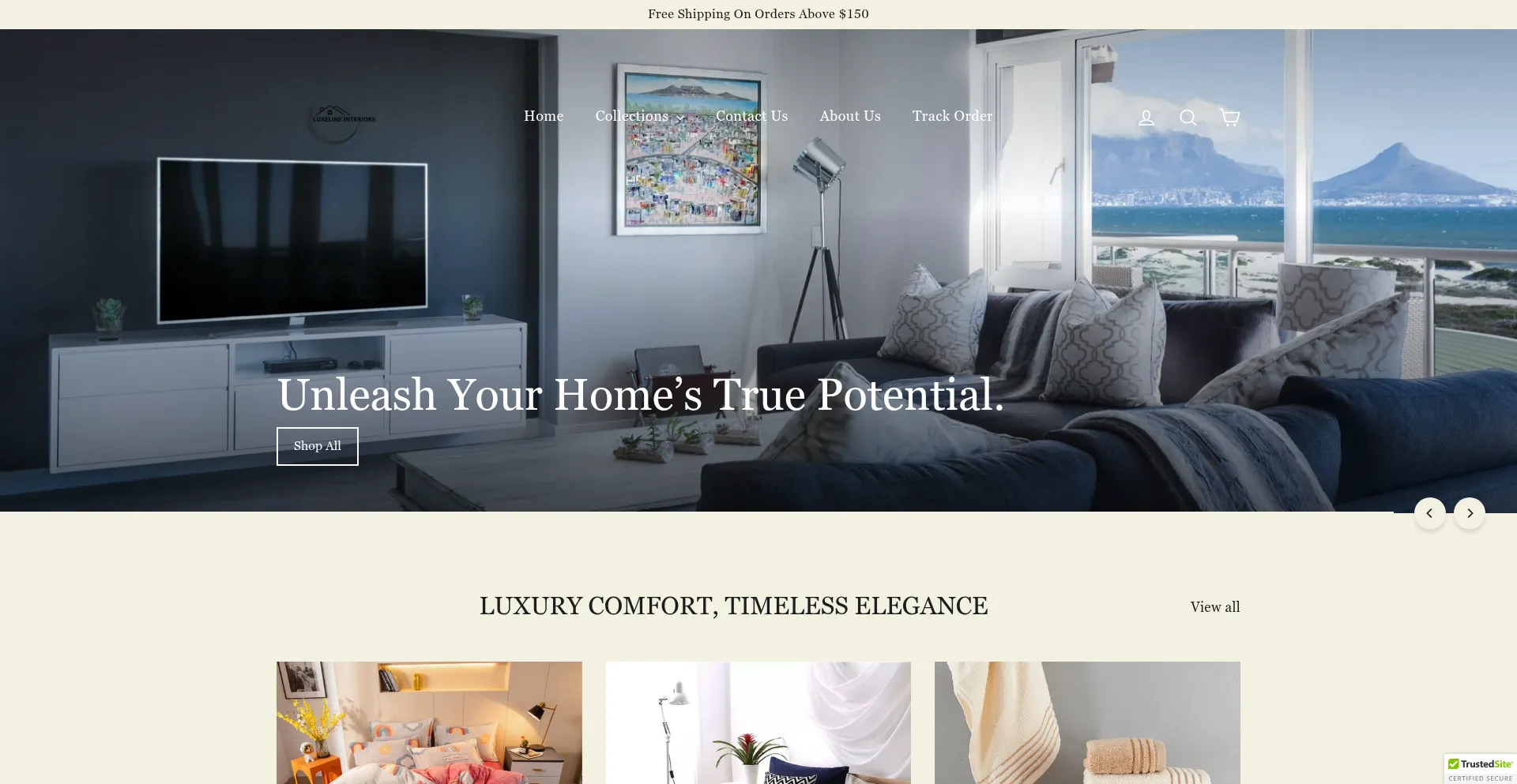 Website screenshot of Luxeline-interiors.com