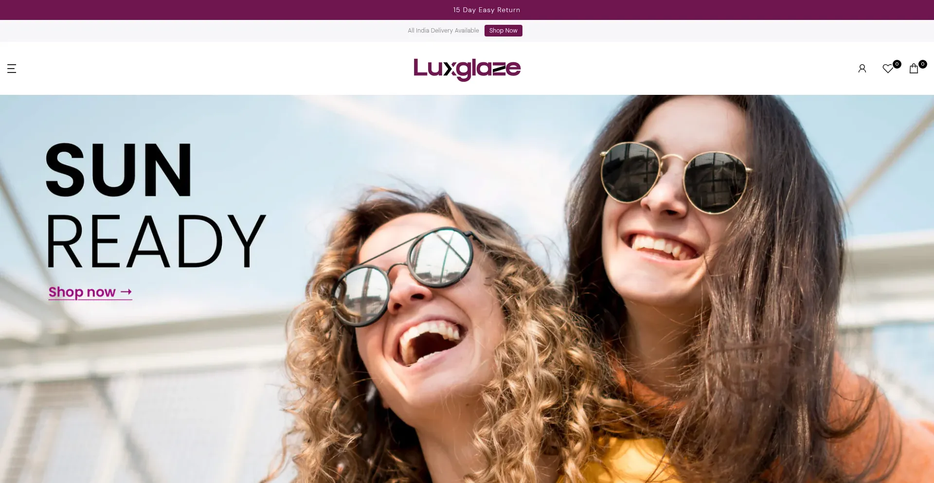 Website screenshot of Luxglaze.in