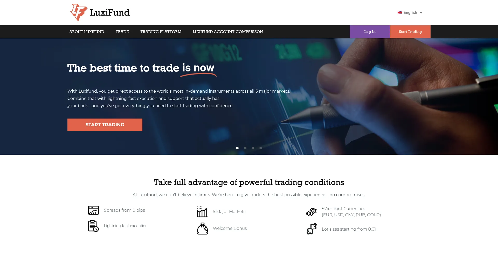 Website screenshot of Luxifund.com