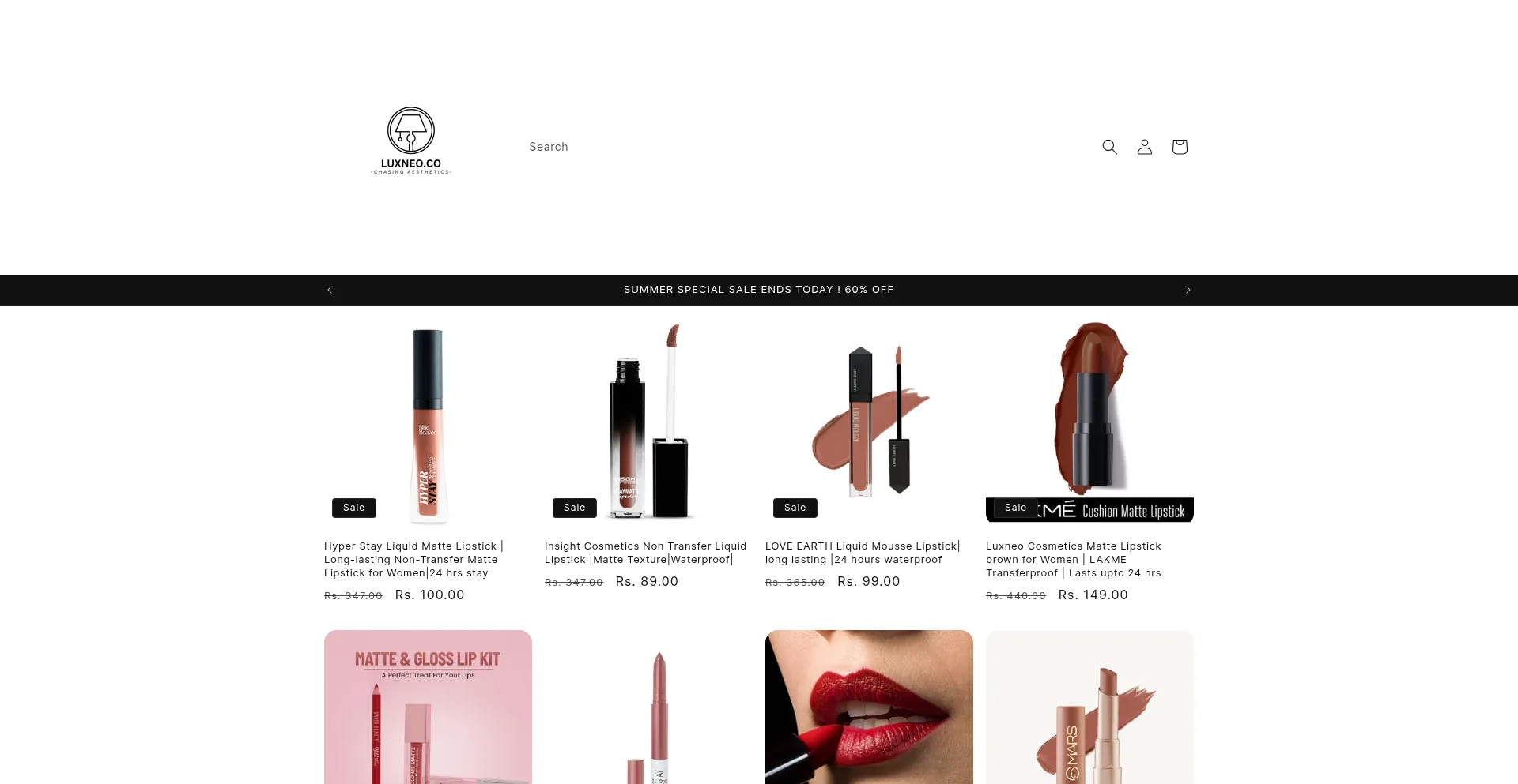 Website screenshot of Luxneo.shop