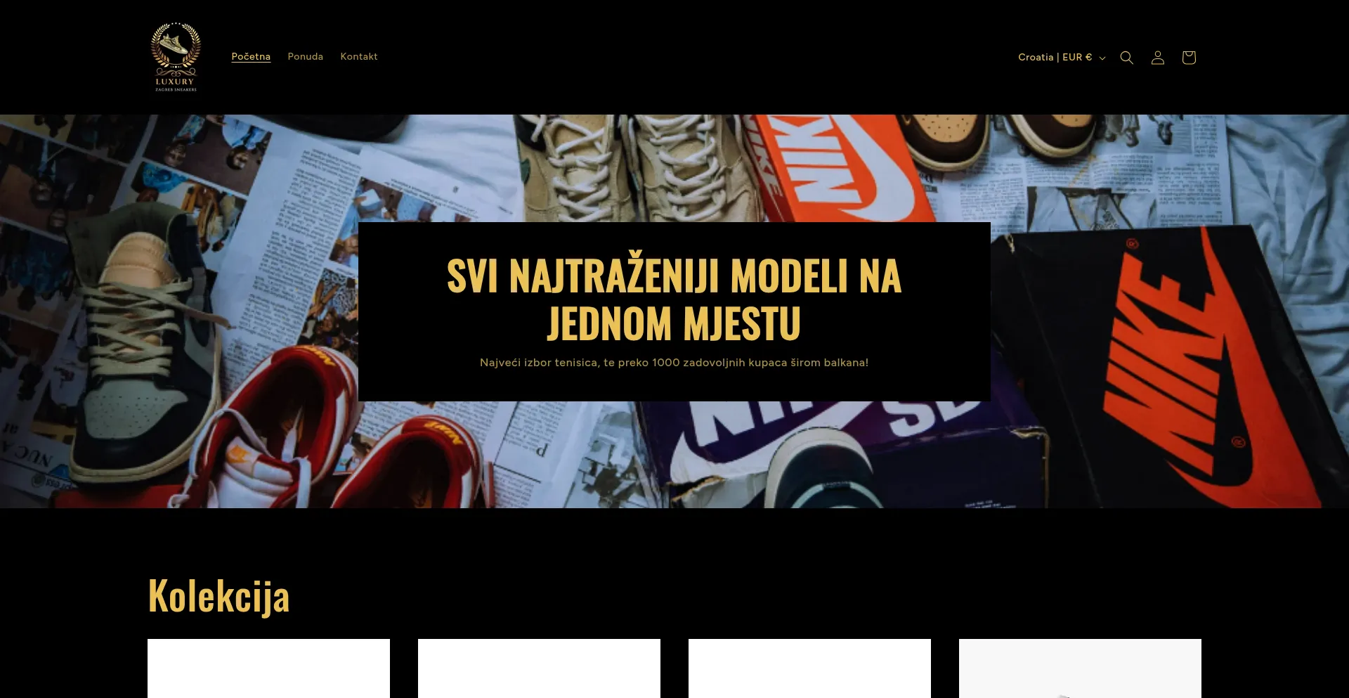 Website screenshot of Luxurysneakerszagreb.com