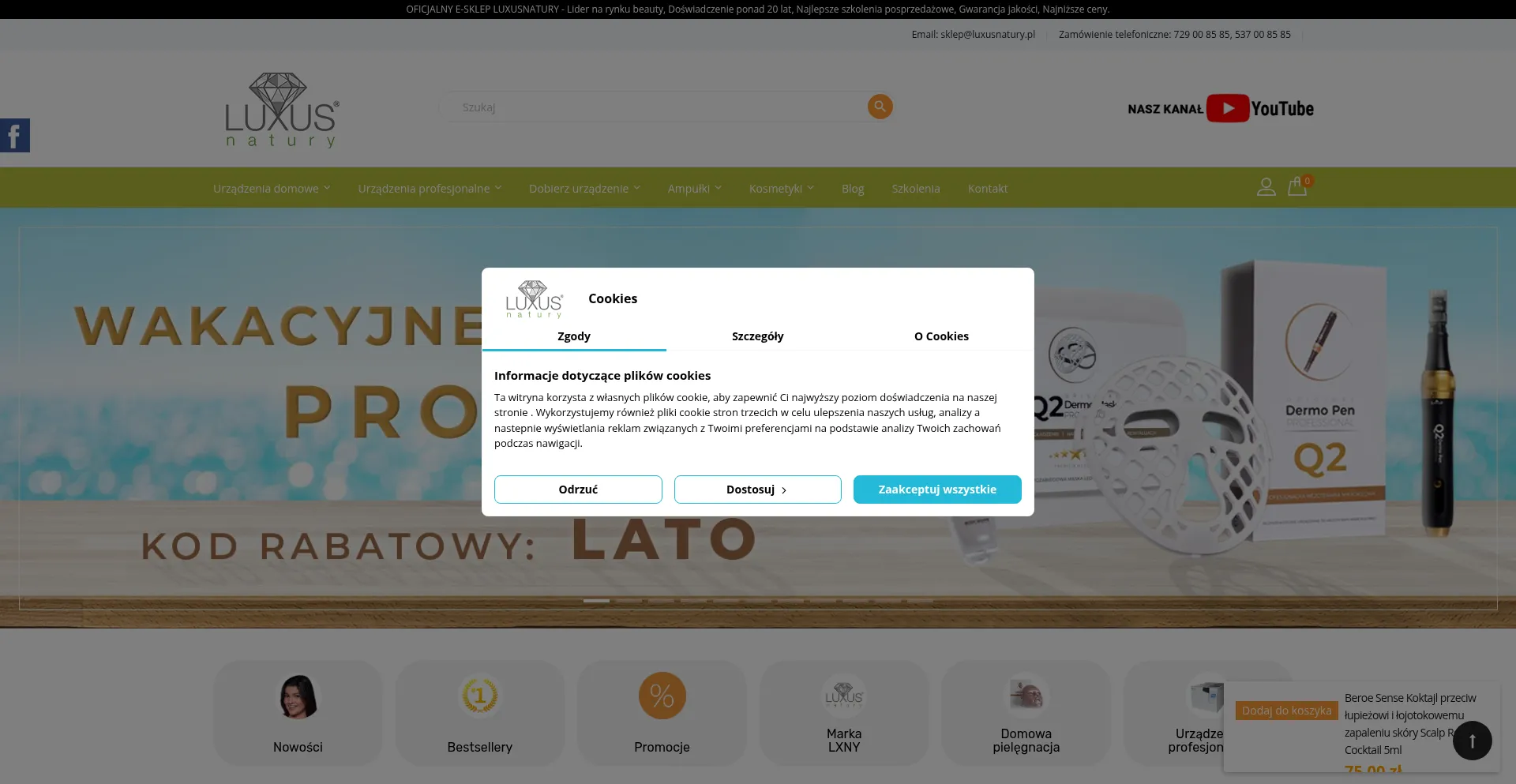Website screenshot of Luxusnatury.pl