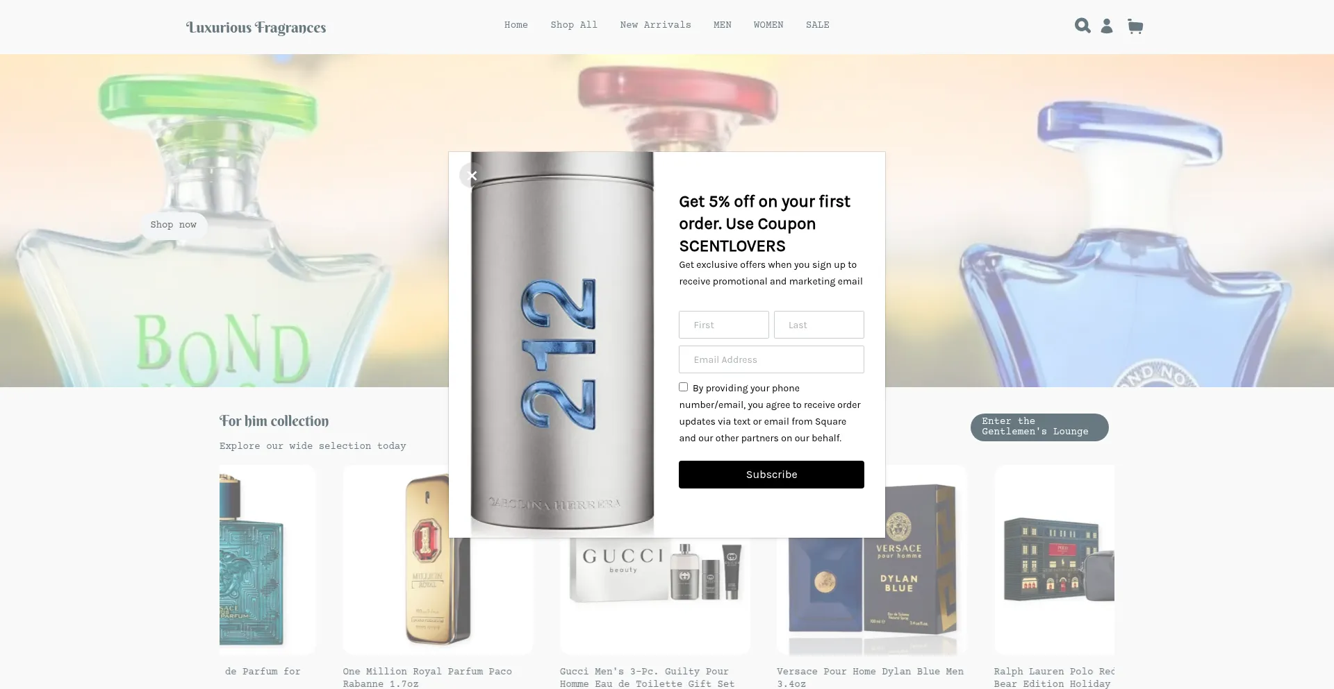 Website screenshot of Luxxfragrance.com