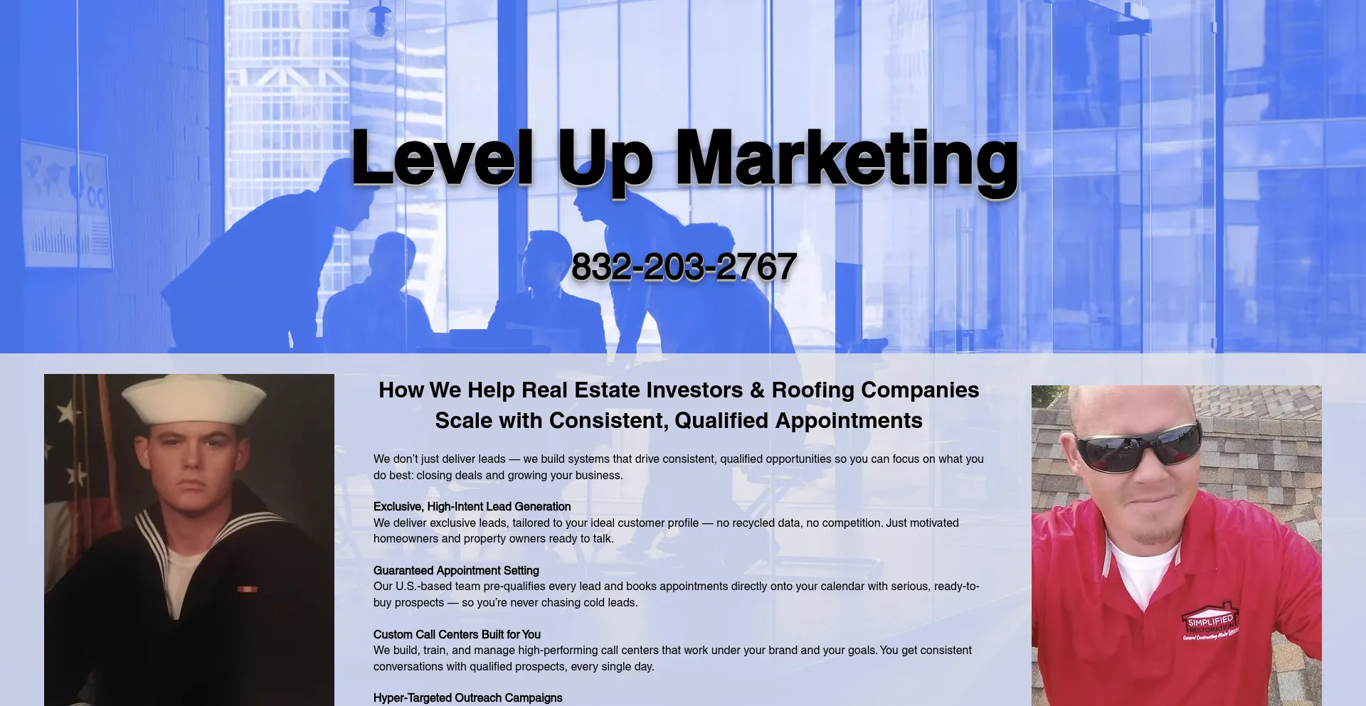 Website screenshot of Lvlupmarketing.net