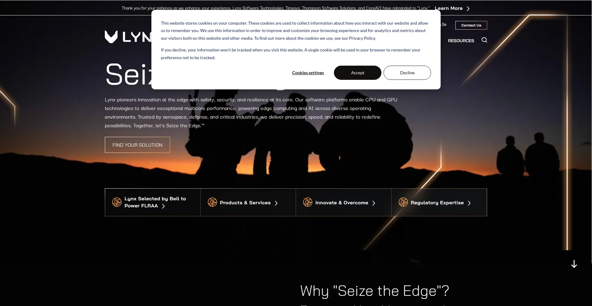 Website screenshot of Lynx.com