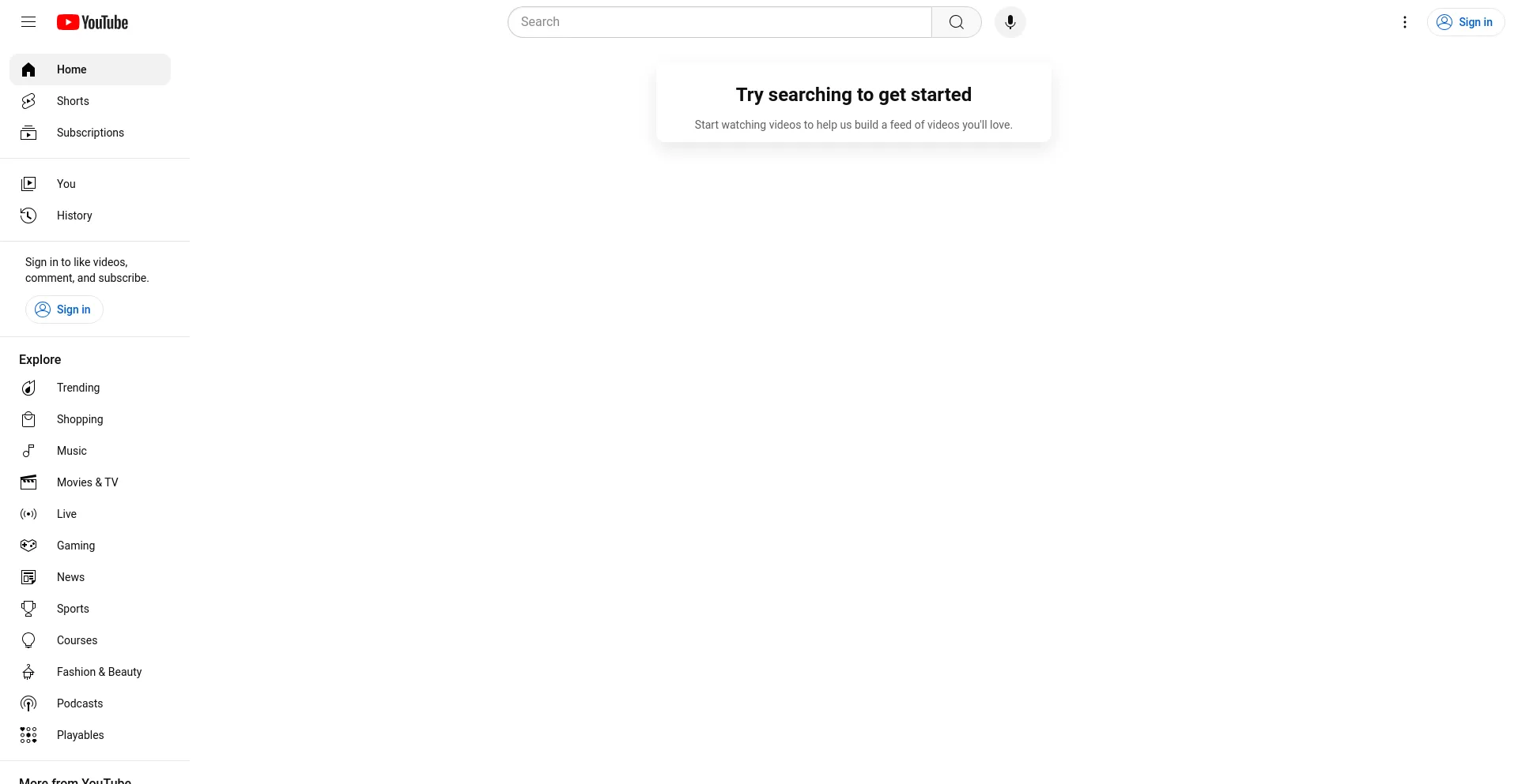 Website screenshot of M.youtube.com