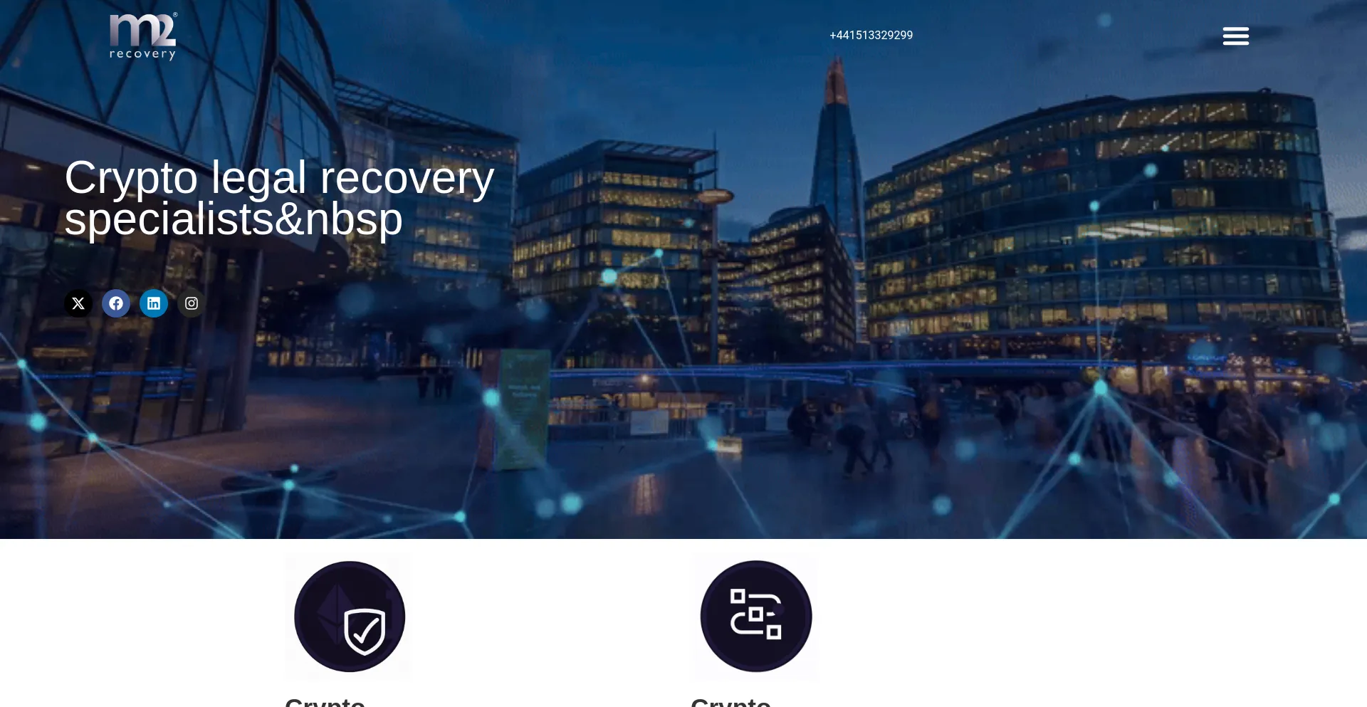 Website screenshot of M2recovry.online